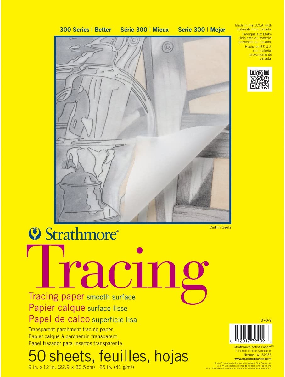Strathmore 300 Series Tracing Paper Pad, Tape Bound, 11X14 Inches, 50 Sheets (25Lb/41G) - Artist Paper for Adults and Students, White image number 6