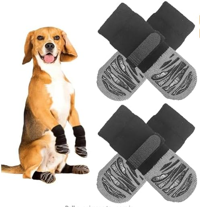 Dog Socks to Prevent Licking Paws, Non-Slip Dogs Grab Socks for Advanced Dogs on Hardwood Floors Comfortable Paw Protectors for Hot Roads and Winter, Dog Socks and Booties（Tiger Pattern 2 Pairs XL） image number 3