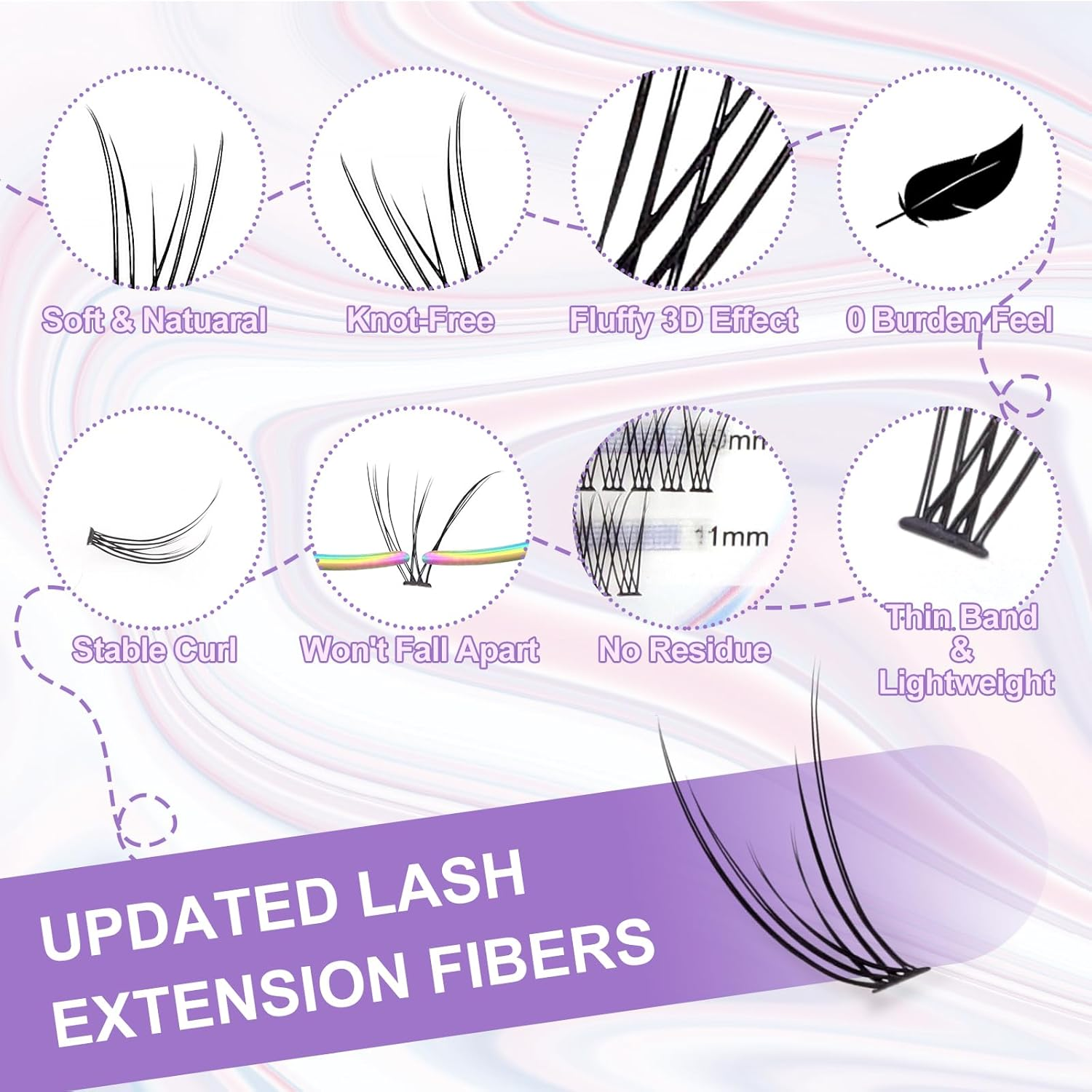 NAGARAKU 211 Pcs 3 in 1 DIY Lashes Individual Eyelash Extensions Cluster Mixed 3 Type Eyelashes - Spikes a Shape/Fishtail Fairy Extension Premade Fans/Bottom Lashes Volume at Home - 0.07 C Curl 12Mm image number 2