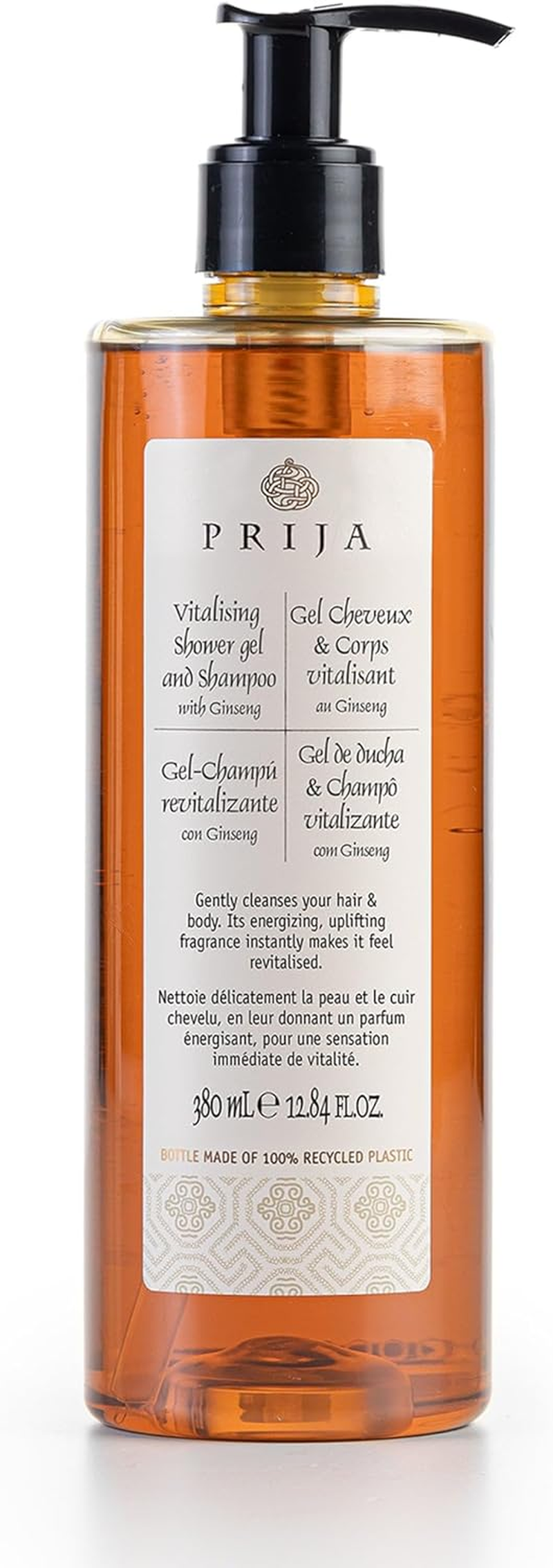 Prija Shower Shampoo - Invigorating Cleanser for Body and Hair with Ginseng - 100% Natural, Vegan Friendly, Dermatologically Tested (Pack of 1) image number 4