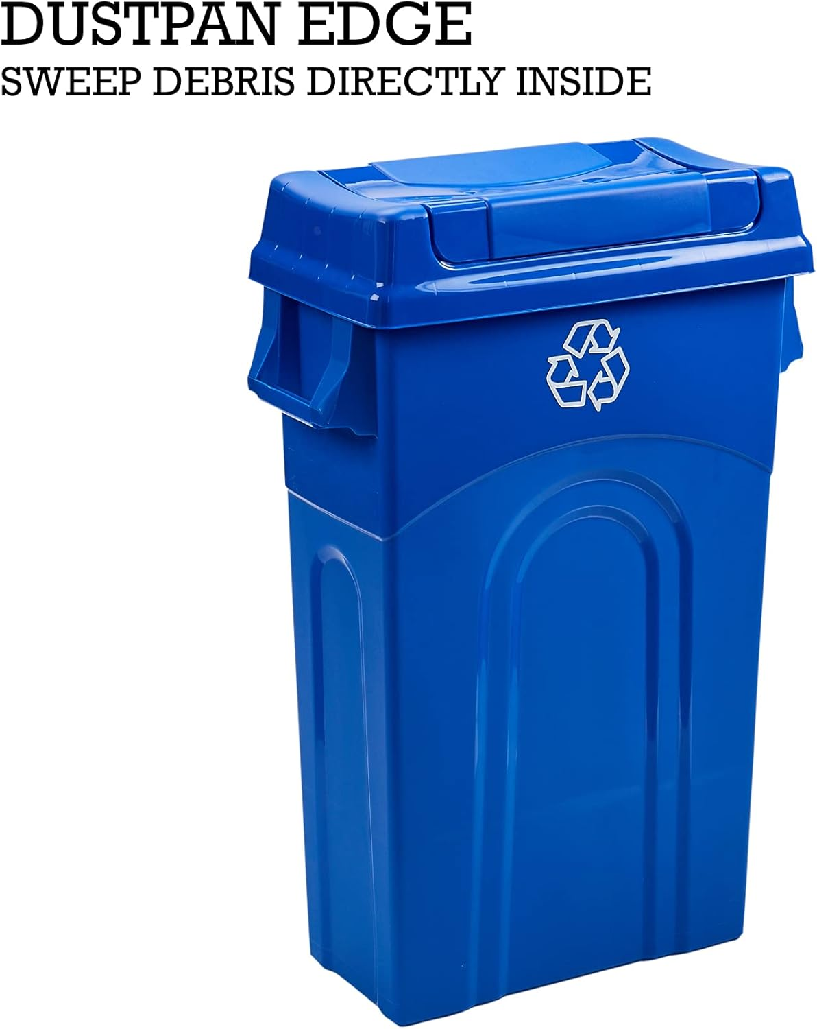 United Solutions Highboy Recycling Bin with Swing Lid, 23 Gallon, Space Saving Slim Profile and Easy Bag Removal, Handles for Easy Carrying, Indoor/Outdoor Use, Recycle Blue image number 3