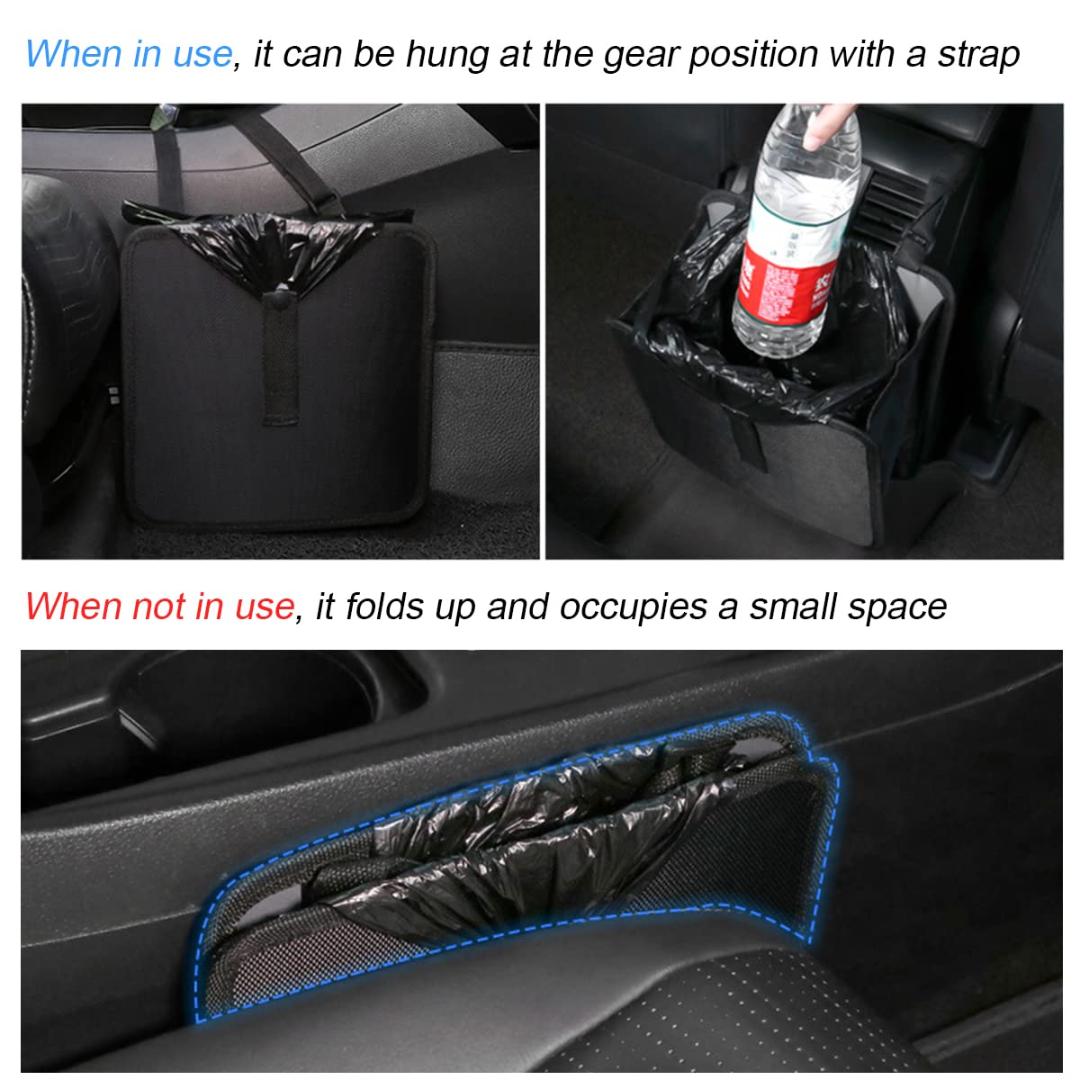 Foldable Trash Can, Hanging Waterproof Leakproof Storage Bag with Large Capacity, Car Interior Accessories (Large) image number 4