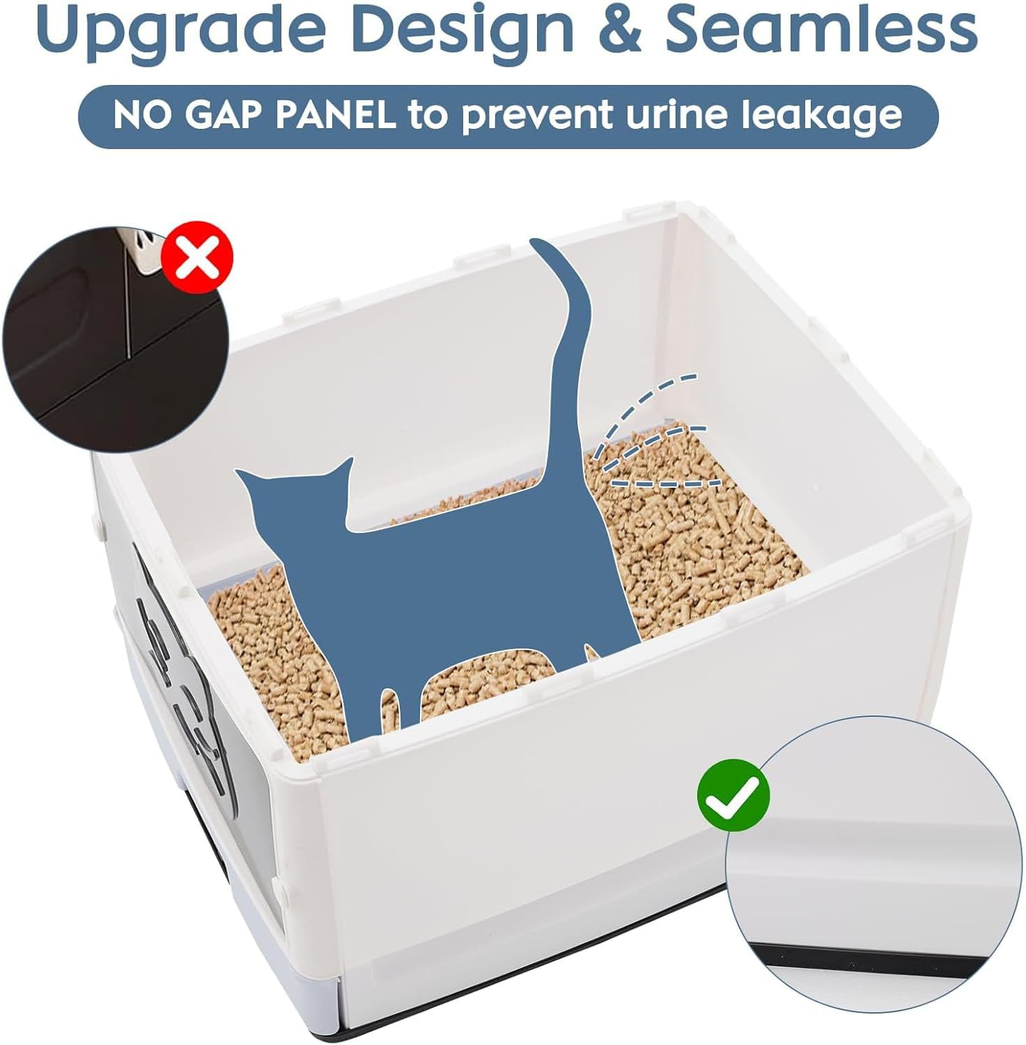 Large Enclosed Cat Litter Box with Lid &ndash; Foldable Hooded Odorless Cat Toilet with Litter Scoop, Self Groomer Deodorizer Filter, Front Entry & Top Exit, Easy to Clean and Install image number 2