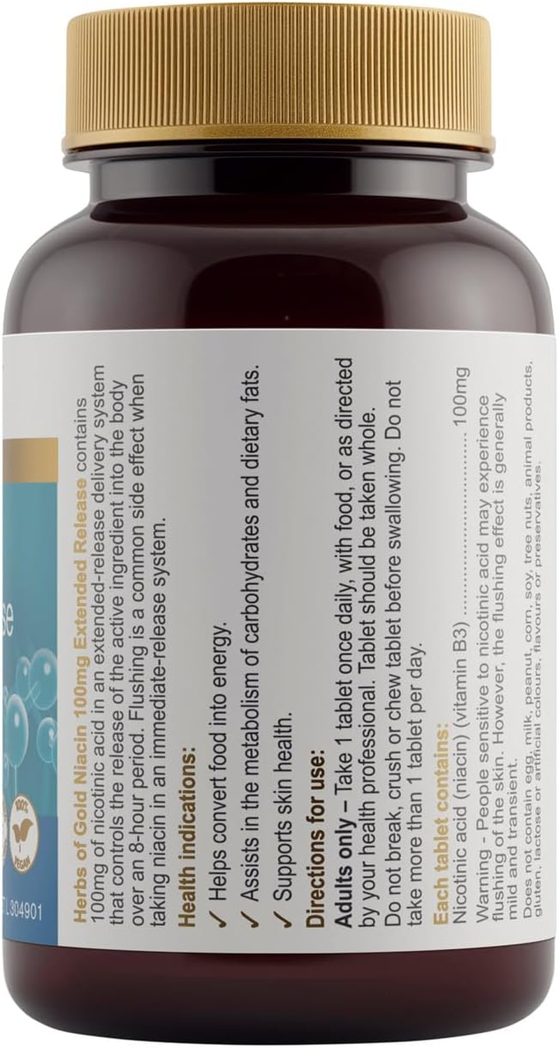 Herbs of Gold Niacin 100Mg Extended Release 60 Tablets, 60 Count image number 1