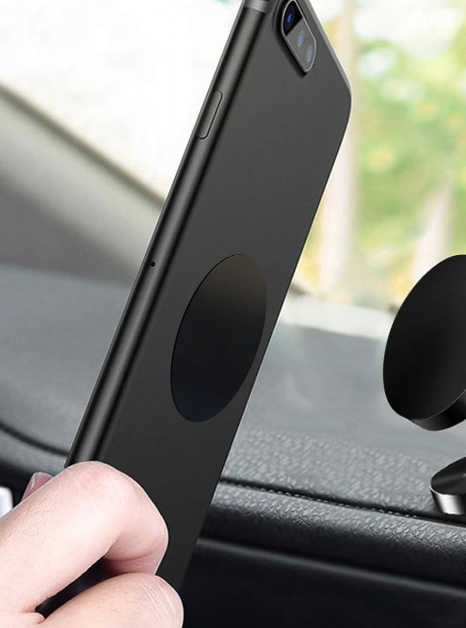 Metal Plates for Mobile Magnetic Mount - Universal Replacement Plate Metal Disc with Strong Adhesive for Car Mounts, Magnetic Phone Holder - 2 Rectangle and 2 round (All Black) image number 4