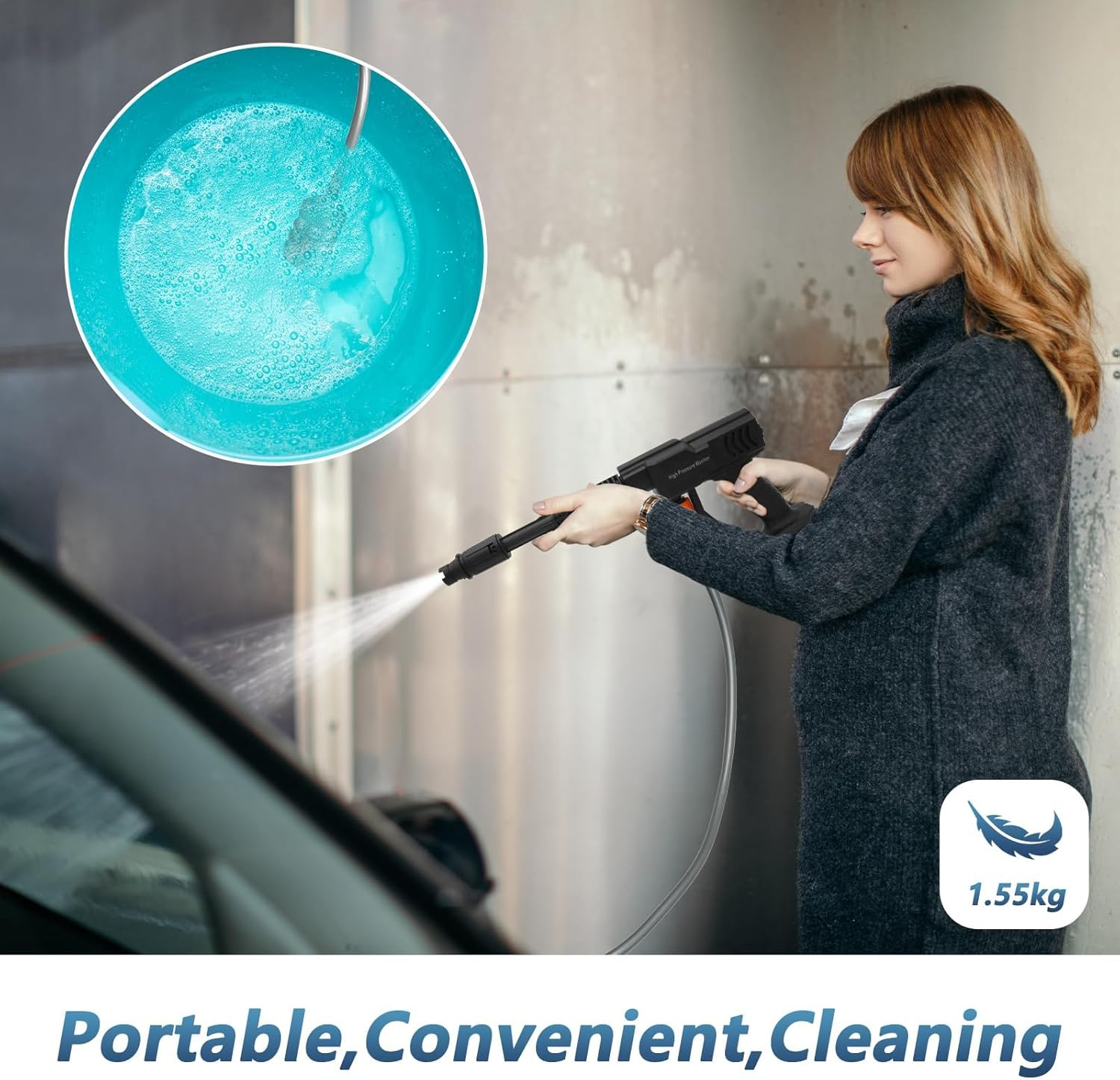 Cordless Pressure Washer, Adjustable Spray Nozzle Portable Power Washer 652 PSI (2&times;1.5AH Batteries, 2&times; 1500Mah, 1.5) image number 5