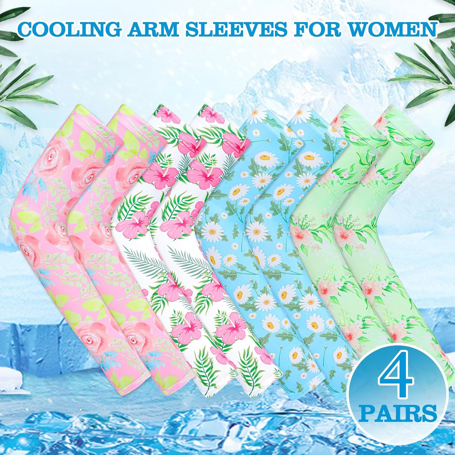 4 Pairs Gardening Sleeves Anti-Slip Arm Protection with Thumb Hole Sun Sleeve Cooling Arm Sleeves for Women Men Outdoor image number 6