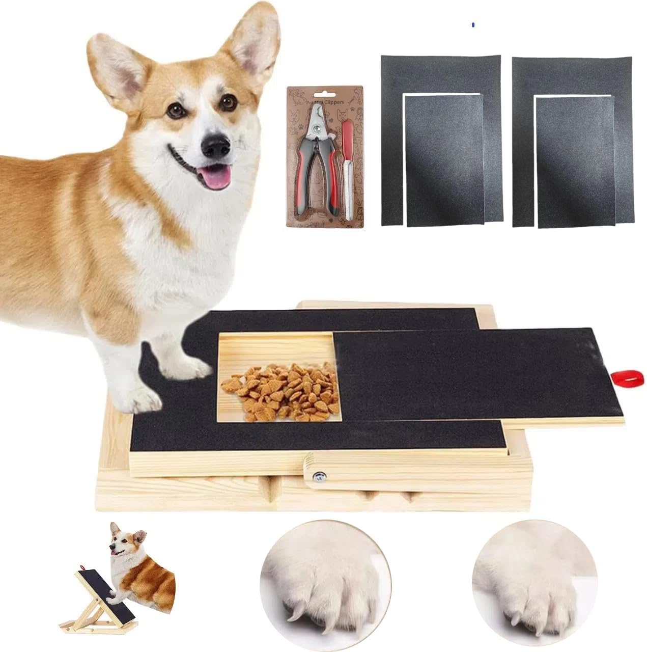 Upgraded Version Dog Nail Scratch Board with Treat Box & Adjustable Stand - Comes with Dog Nail File & Clipper - 40X30X5 Cm Portable Nail File Board for Small/Large Dogs Dog Nail Scratch Board image number 1