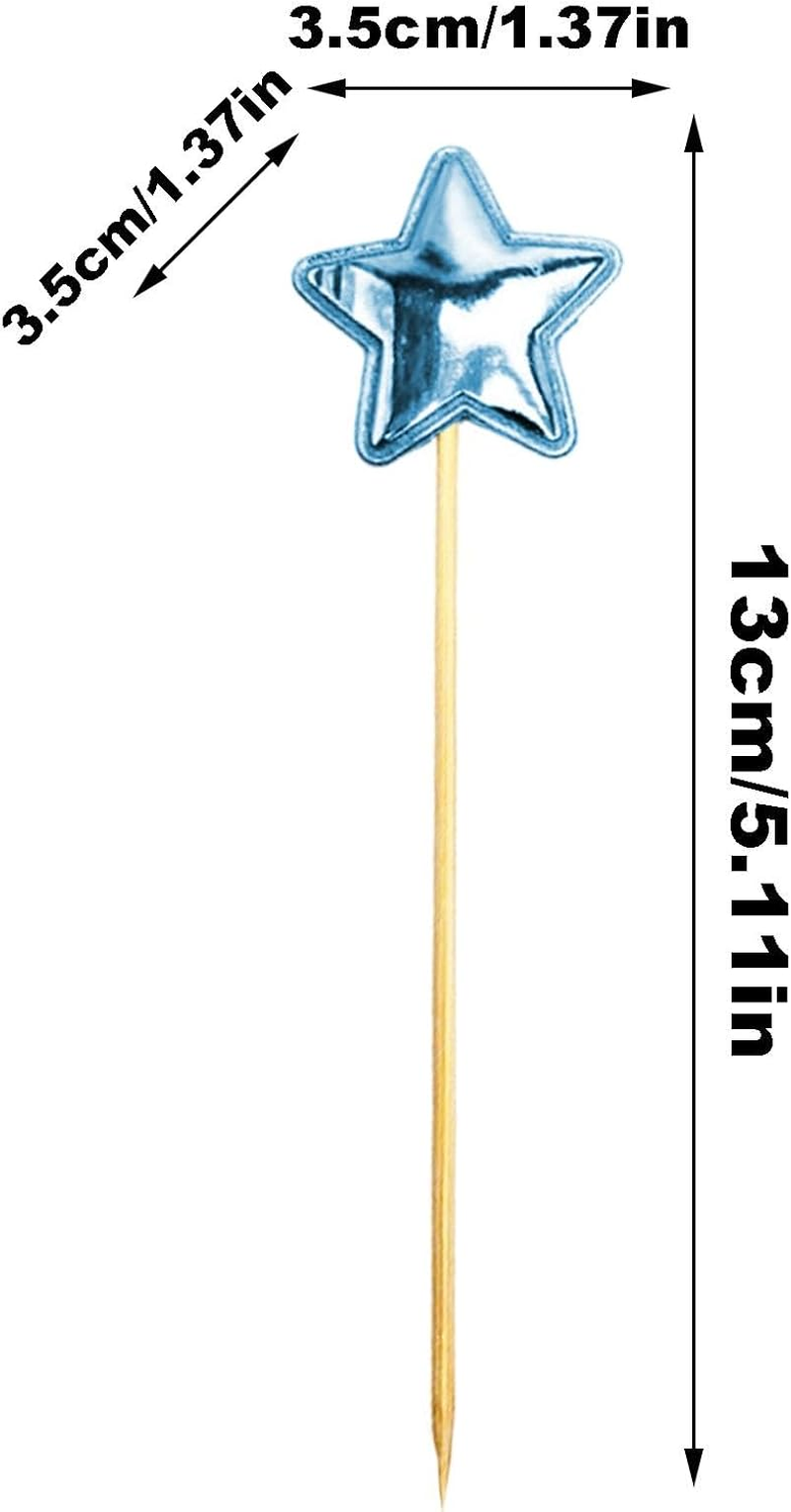 Star Cupcake Toppers - 5X Birthday Cake Decor Stake - Food-Grade Glitter Decorative Cupcake Picks for Children Birthday Cake Decor image number 4