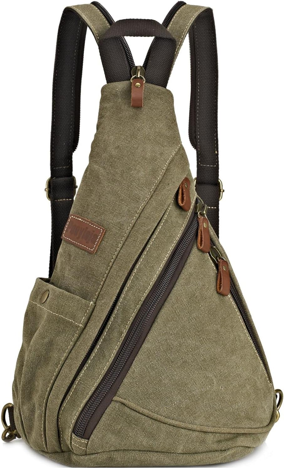 Canvas Sling Bag Convertible Crossbody Bag Chest Bag Shoulder Backpack Casual Daypack for Men Women Outdoor Cycling Hiking Travel (Army Green)