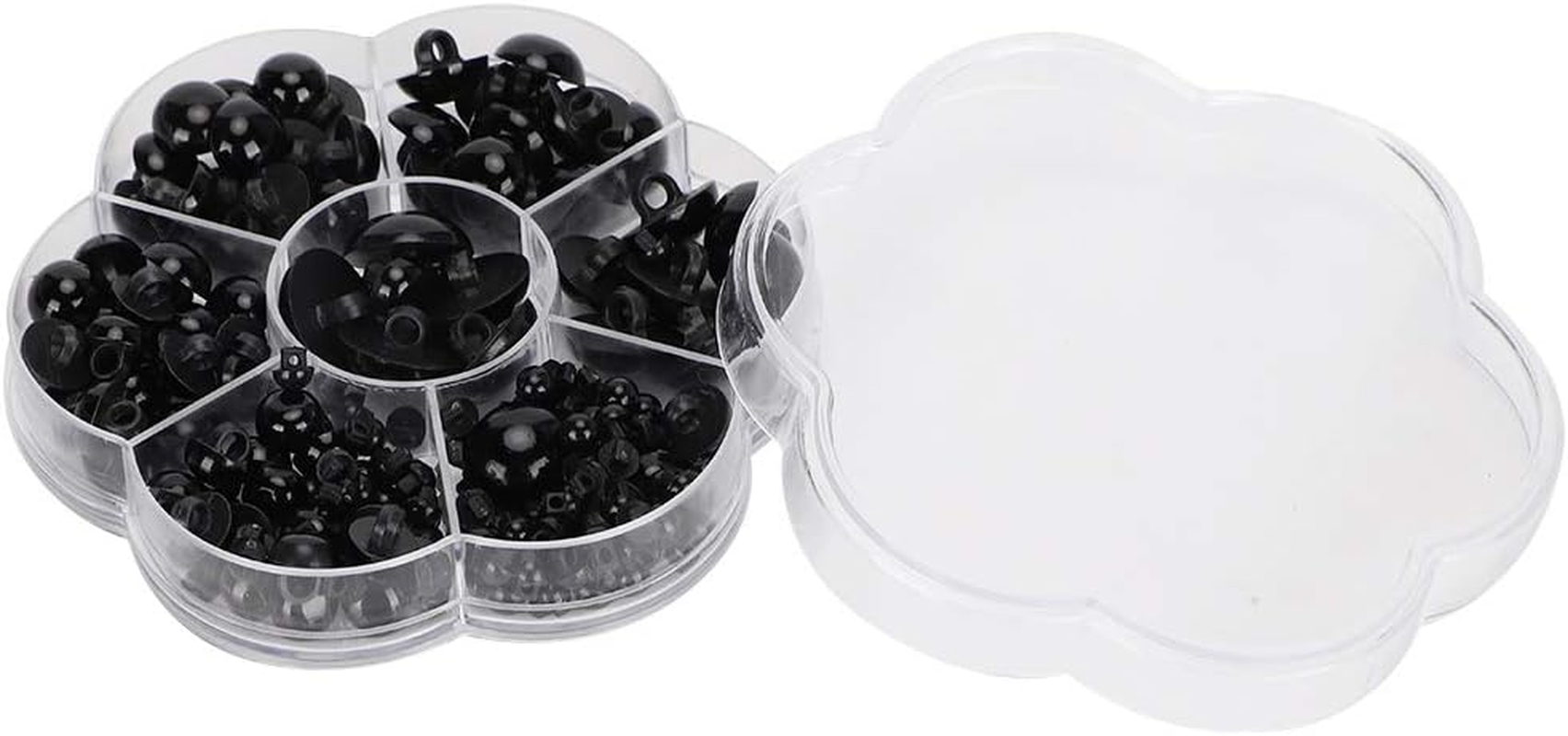 DIY Black Plastic Safety Eyes, Safe Crochet Eye Sewing Crafting Eyes Buttons Washers Assorted Sizes Bulk for Craft Teddy Bear Doll Crocheting Puppet Plush Stuffed Animals Making with Box 184PCS image number 6