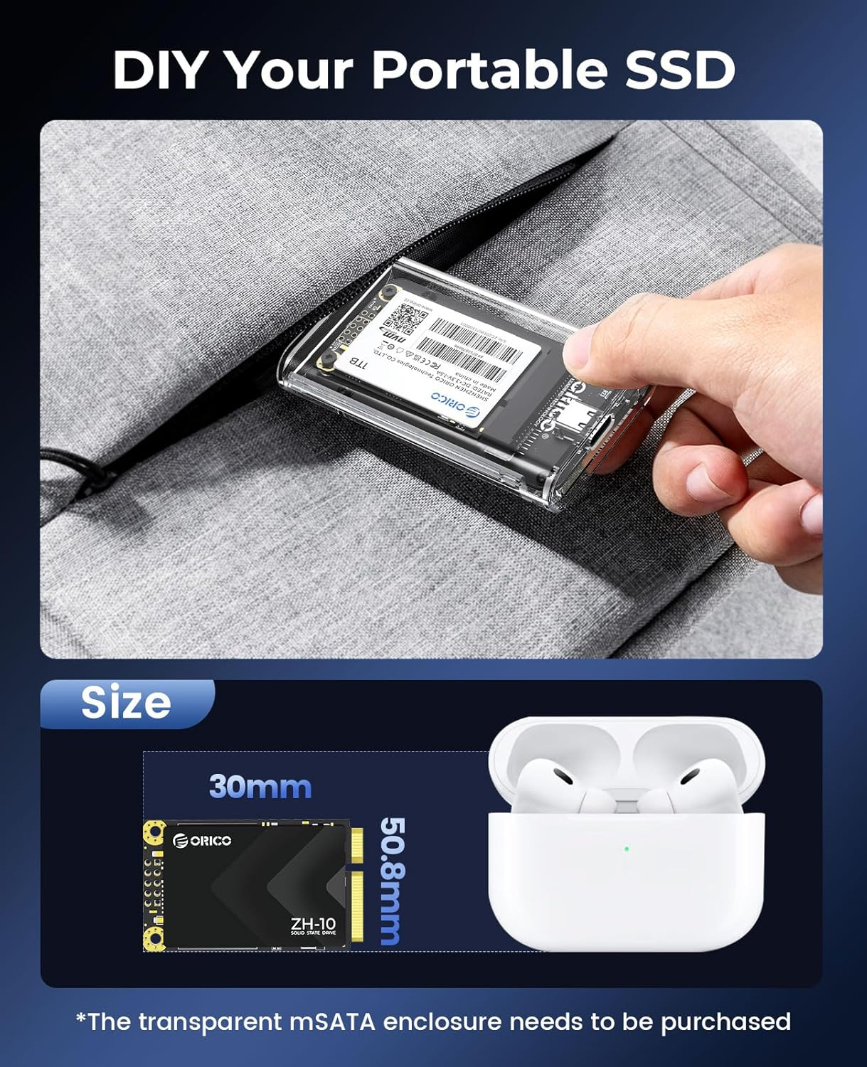 ORICO 256GB Msata SSD SATA III, 5 Gbps 3D NAND Internal Solid State Drive for Laptops Ultrabooks Desktop-Zh10 image number 5