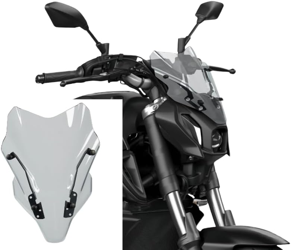 Motorcycle Touring Windshield Windscreen Fairing Wind Deflector MT07 FZ07 Screen Shield Visor Protector W/Bracket Compatible with Ya-Maha MT FZ 07 MT-07 FZ-07 2021-2024(Light Smoke)