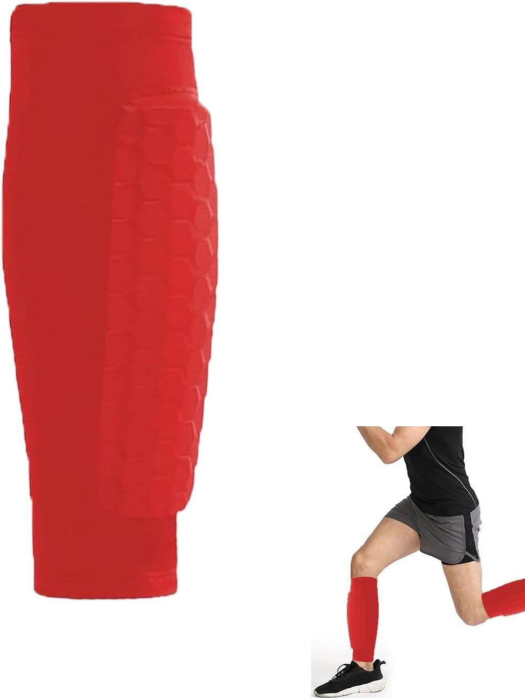 Shin Guards for Soccer, Lightweight Shin Pads for Kids Youth & Adult - Football Shin Defender Protective Gear, Comfortable Breathable Leg Guards. (1, Red, Large) image number 2