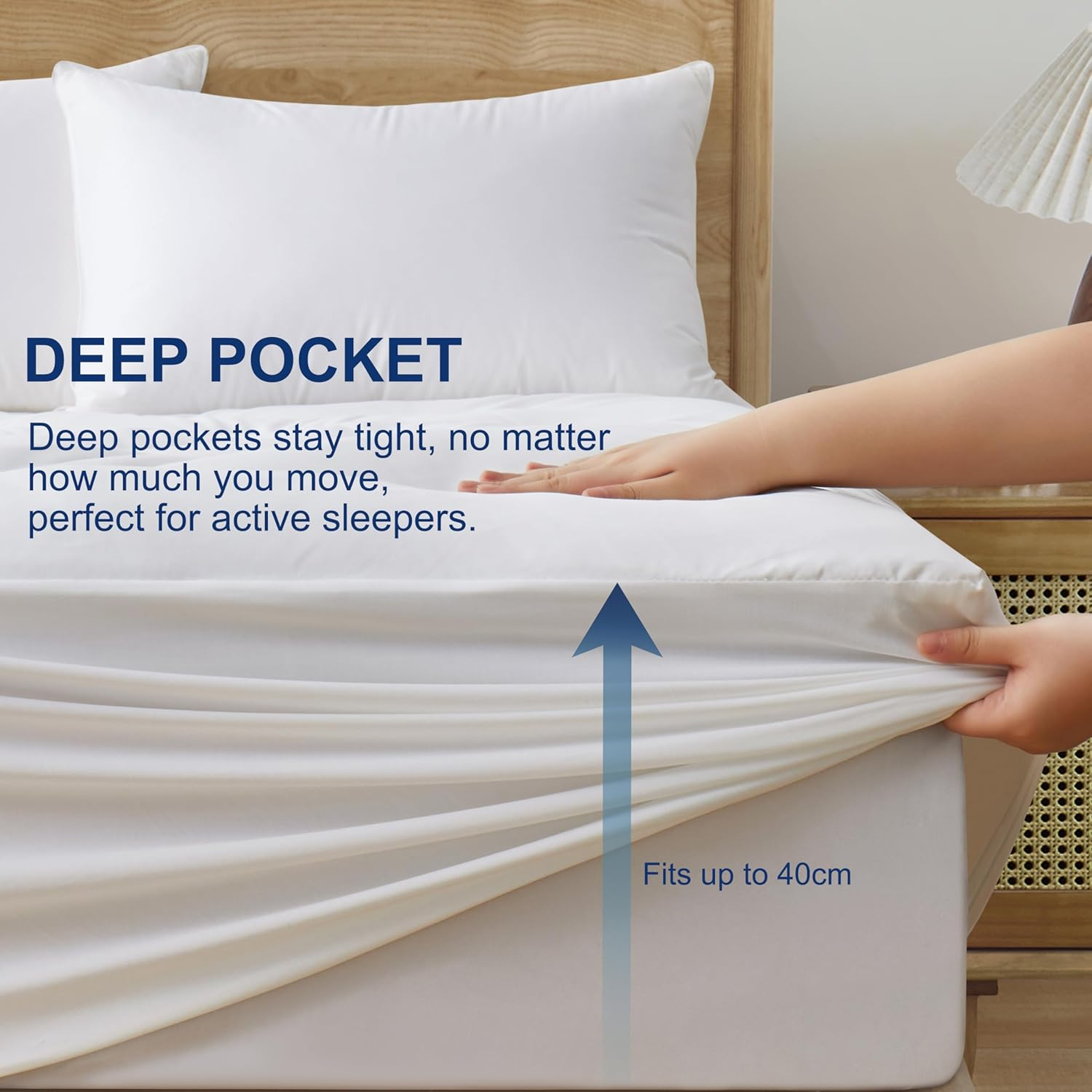 Mumullum 1200GSM Mattress Topper Queen Size, Extra Thick Breathable Fiber-Filled Fitted Mattress Pad, Machine Washable Hypoallergenic for 40CM Deep Pocket image number 3