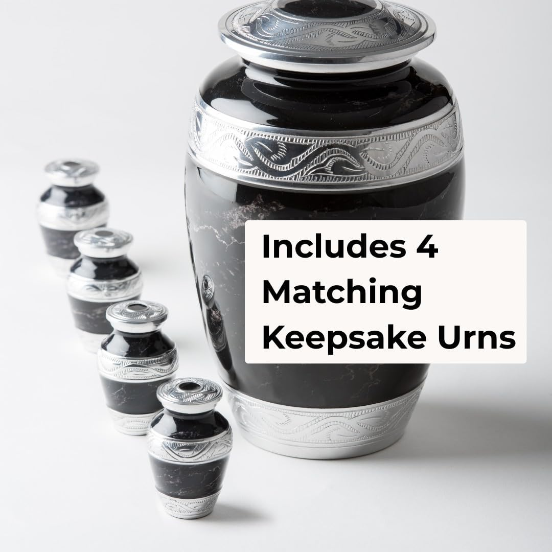 GR8 Great Keepsakes Black Marble Urn with 4 Small Urns for Cremation Ashes Keepsake - Urns for Adult Male, Urns for Human Ashes Adult Female, Decorative Urns, Urn, Cremation Urn Human Ashes, Urns image number 3