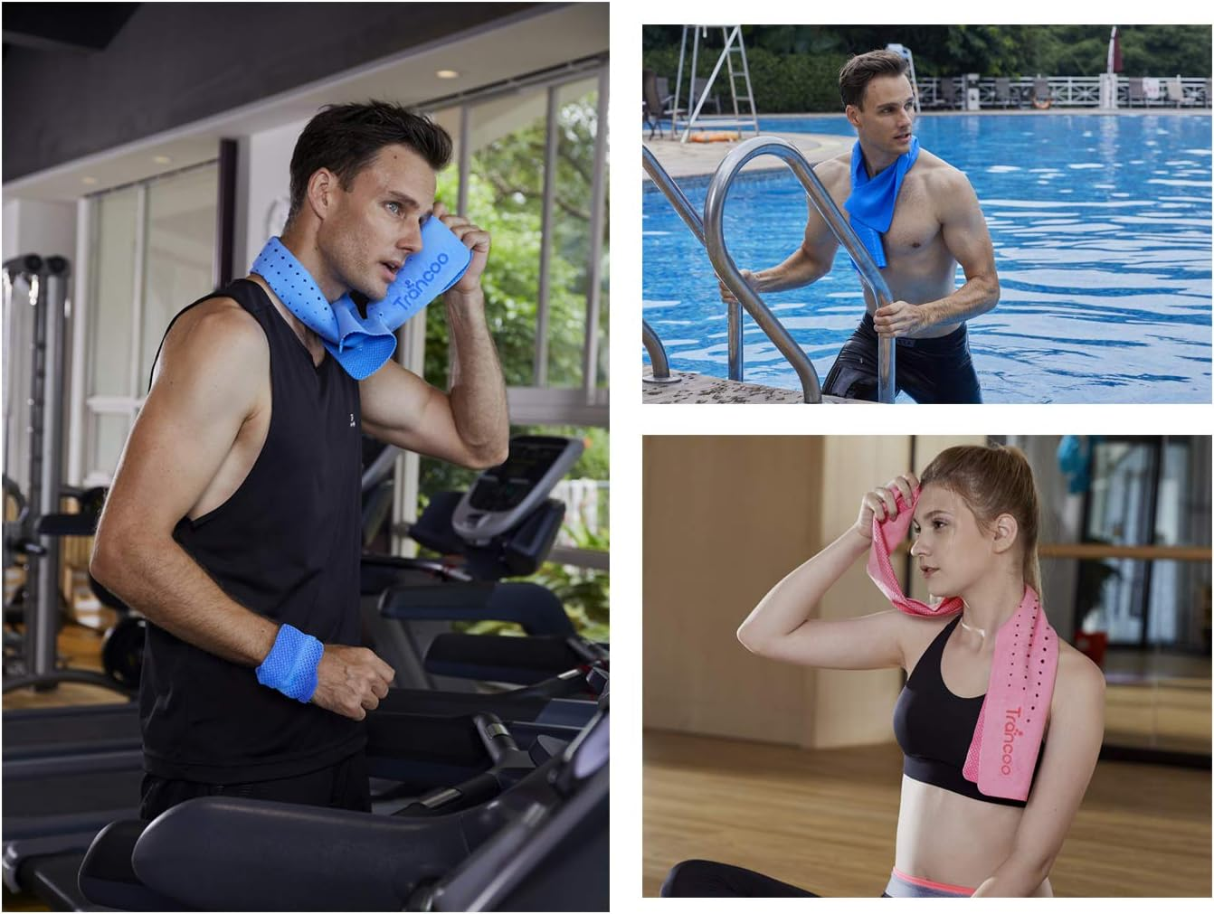 2 Packs PVA Cooling Towel(33"X7.85",Perforated Chill Towel, PVA Cooling Scarf,Sweat Rags for Workout, Gym Towel, Neck Warp Sports Towel for Running, Hiking,Swimming Golf (Blue+Pink) image number 4