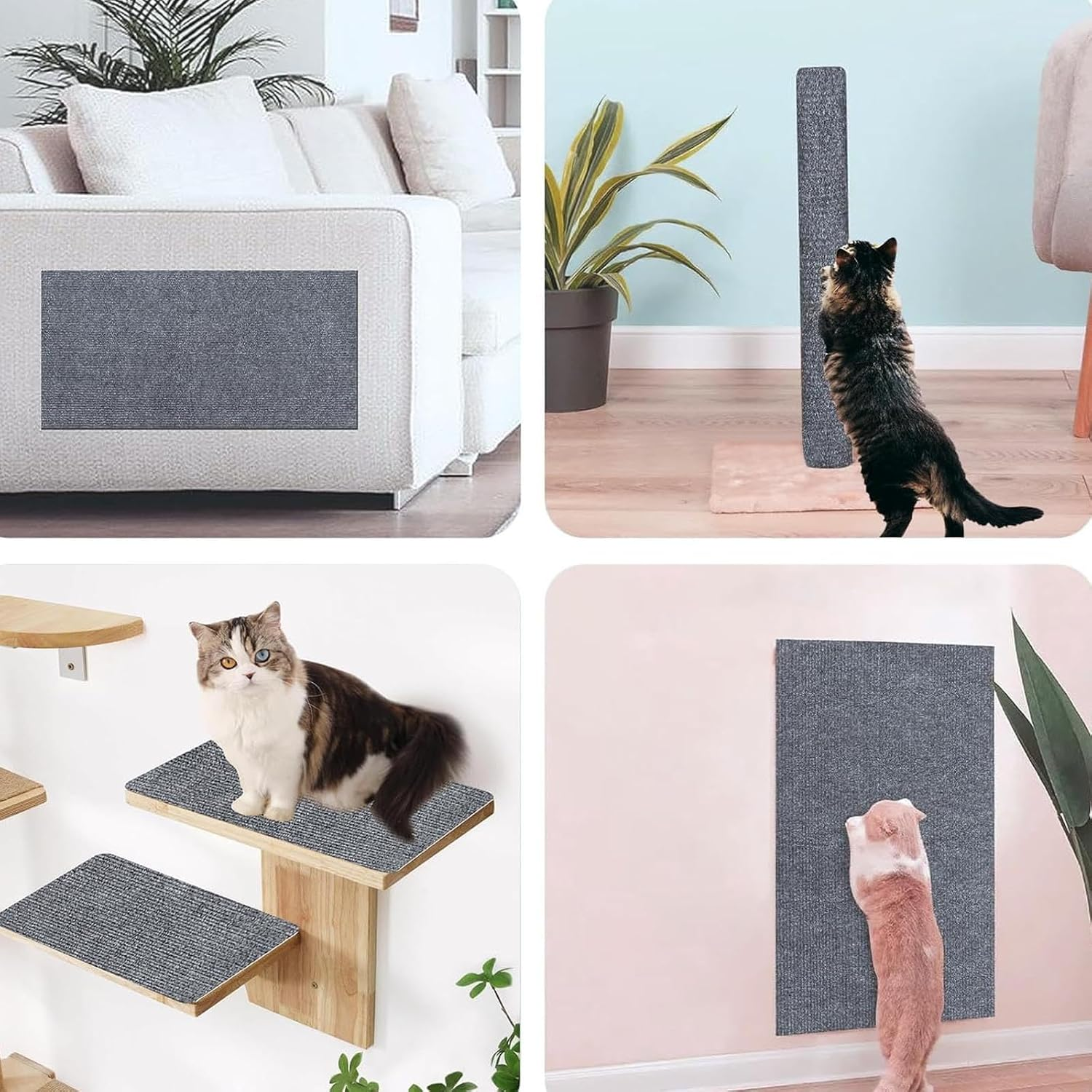 Cat Scratching Mat 78.7"X15.7", Self-Adhesive Cat Scratch Furniture Couch Protector, Cuttable Cat Wall Climbing Carpet, Cat Scratching Pad Replacement for Cat Tree Shelves image number 1