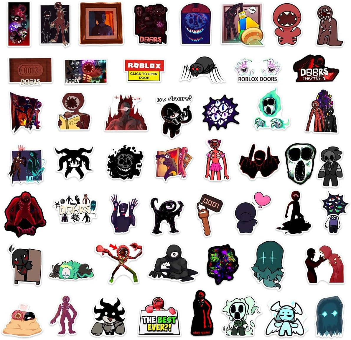 Doors Roblox Figure Sticker Doors Roblox Figure Sticker Set 50 Pieces Cute Decoration for Car Laptop Skateboard Bicycle Moped Motorcycle Bicycle Computer Suitable for Adults Children image number 4