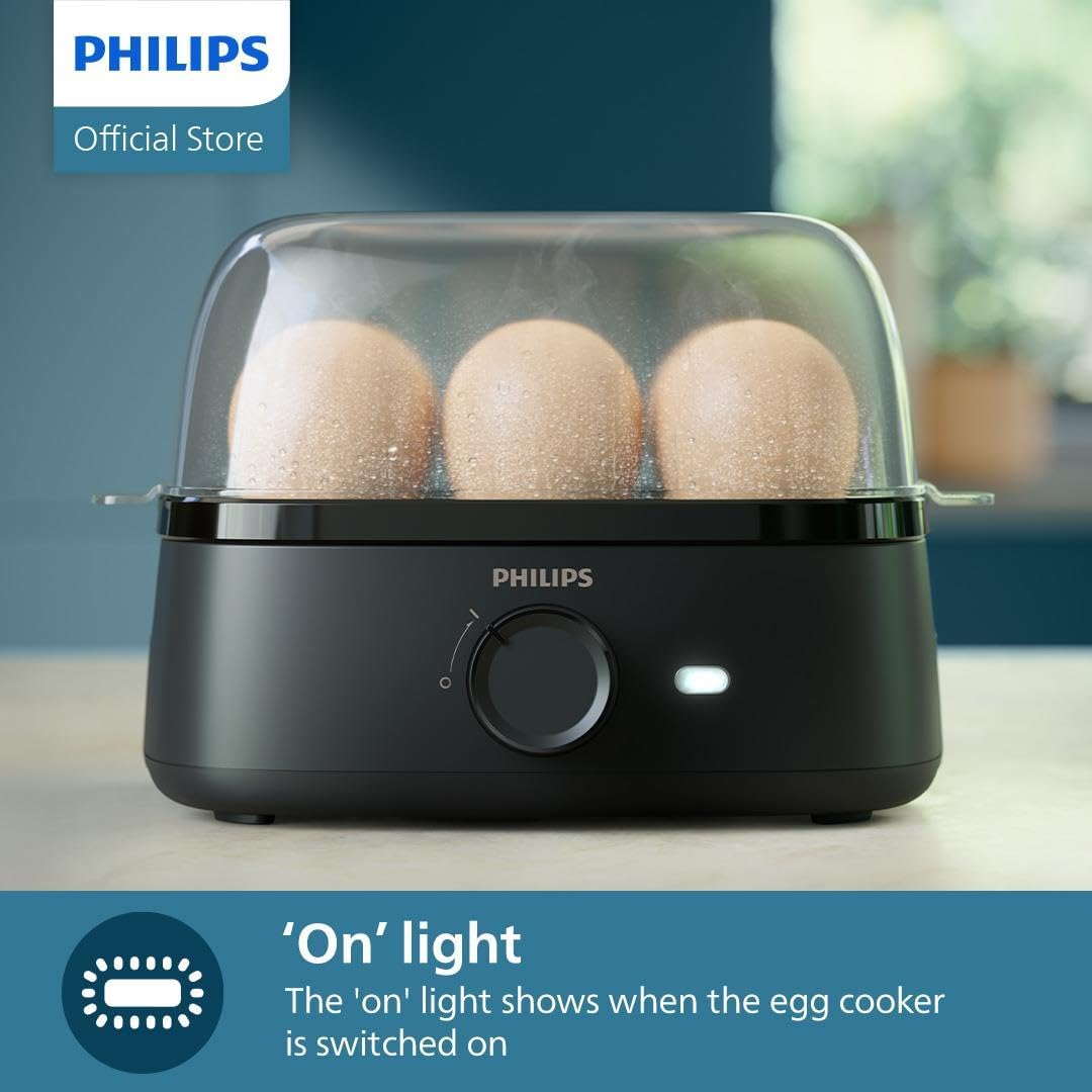 Philips Egg Cooker 3000 Series, Family Size up to 6 Eggs (Soft, Medium, Hard, Poached), Easy to Clean, Poached Tray & Egg Piercer Accessory, 400W Power, Compact Design (HD9137/90) image number 3