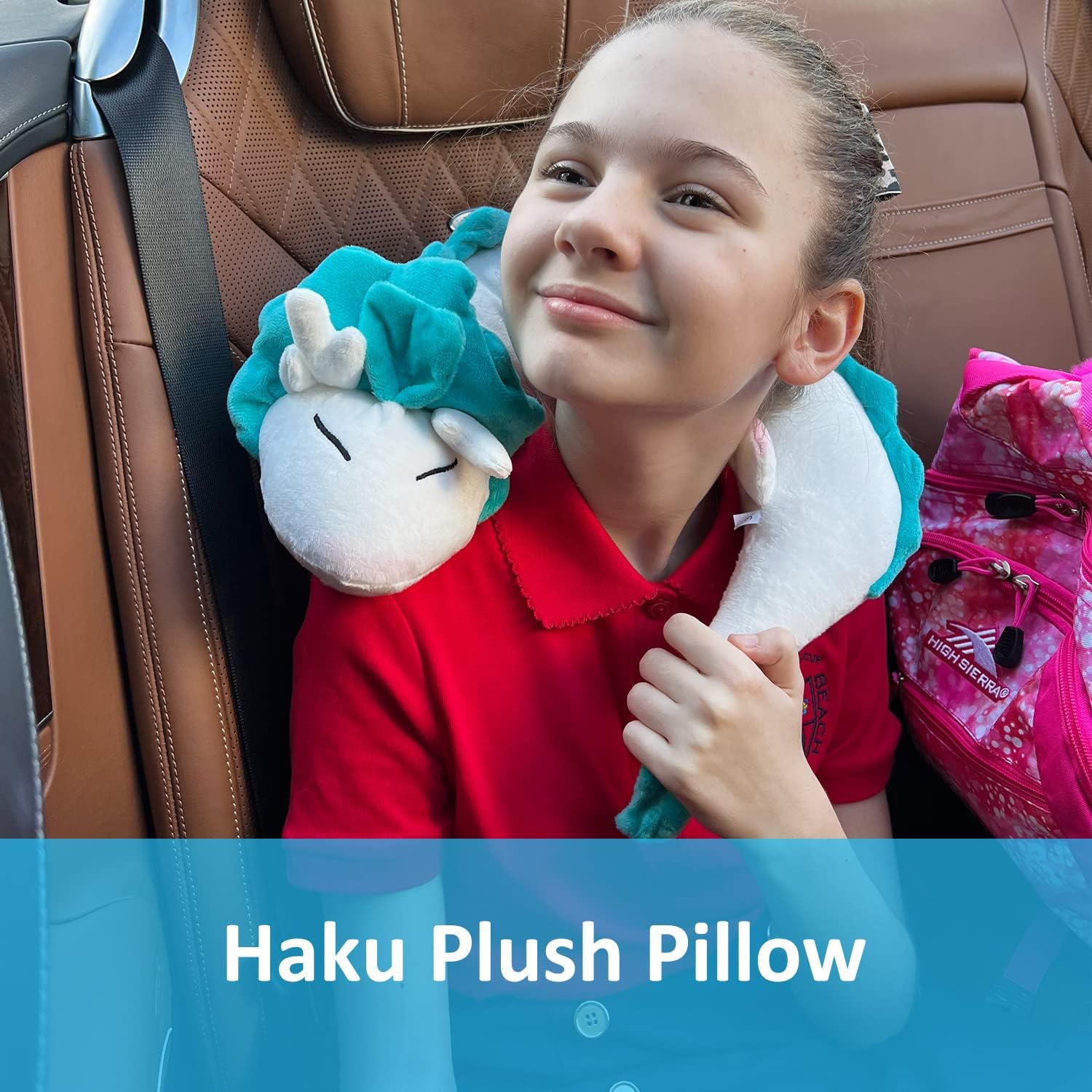 Anime Cute White Dragon Neck Pillow U-Shaped Travel Pillow- Doll Plush Toy Haku Dragon Neck Pillow, Soft Plush Dragon Stuffed Doll