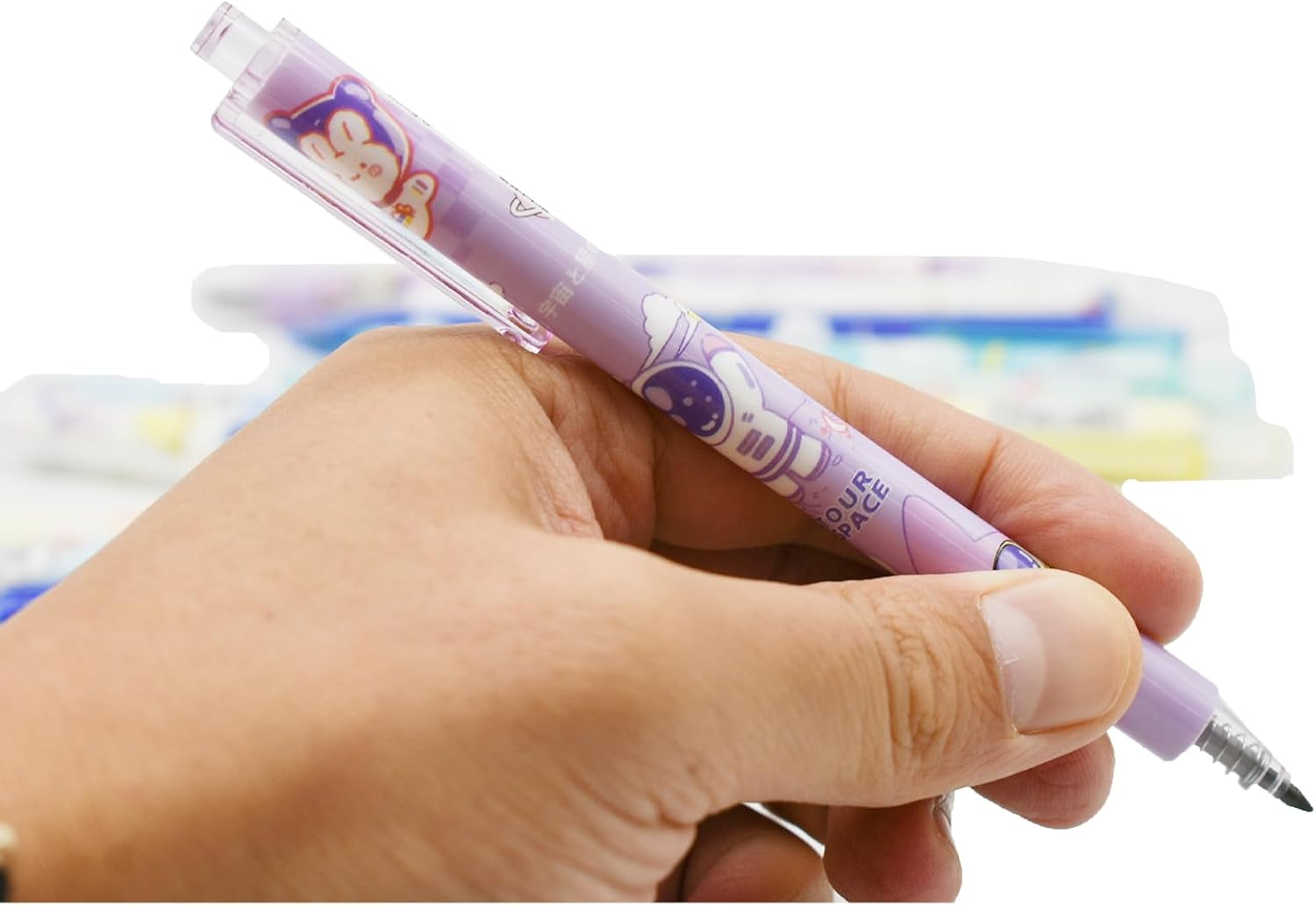 Maydahui 12Pcs Colorful Outer Space Eternal Pencils Retractable HB 0.5Mm Cartoon Planets Spaceman Rocket Inifity Pencil Magic Forever Pencil for School Office Supplies Goodie Bags image number 6