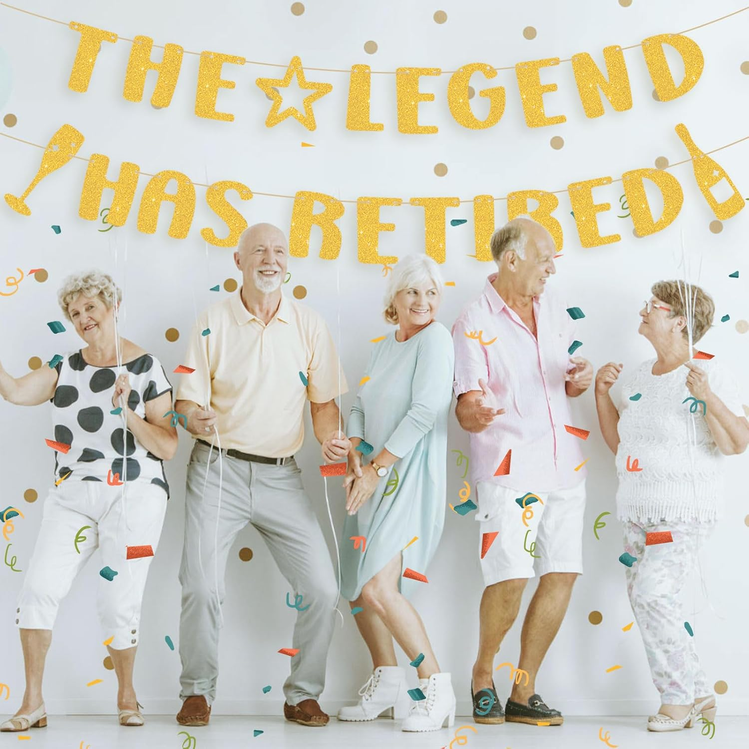 The Legend Has Retired Banner, Glitter Retirement Party Banner Retirement Garland Retirement Decorations Supplies Gifts for Men & Women (Golden)