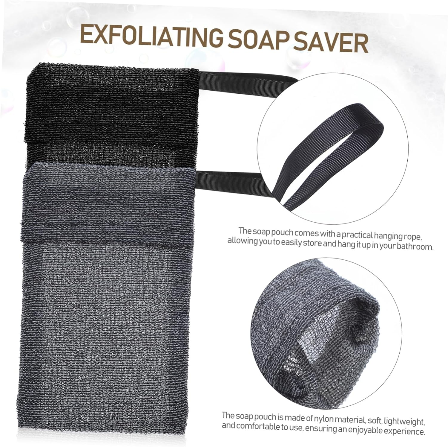 Healeved Soap Saver Soap Bar Container 4 Pcs 19X11.5Cm Nylon Foaming Bath Storage Pouch with Hanging Rope for Bathroom Use image number 5