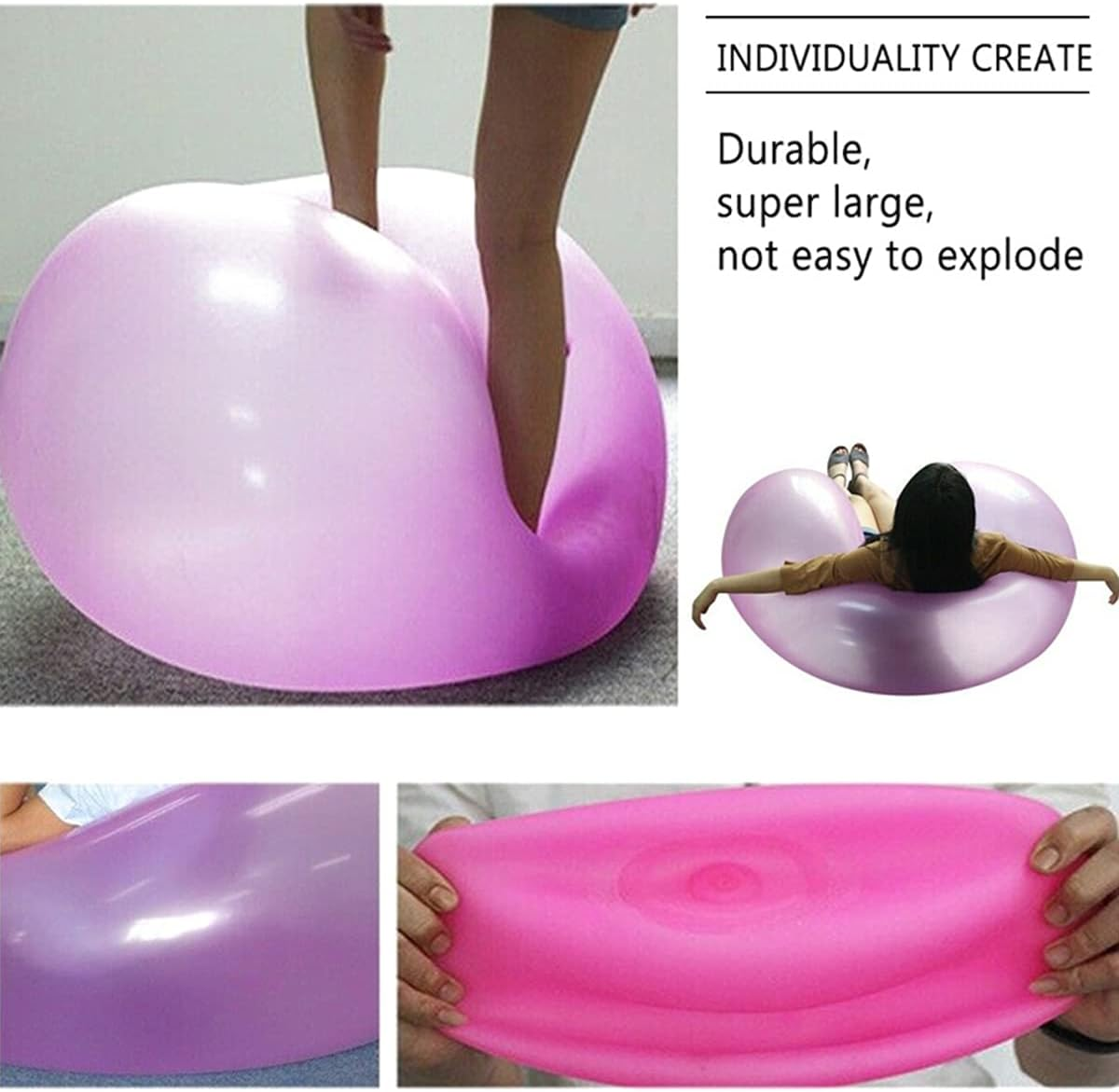 47 Inch Giant Water Bubble Ball, Inflatable Water-Filled Ball Soft Rubber Ball for Outdoor Beach Pool Party Large (Purple) image number 5