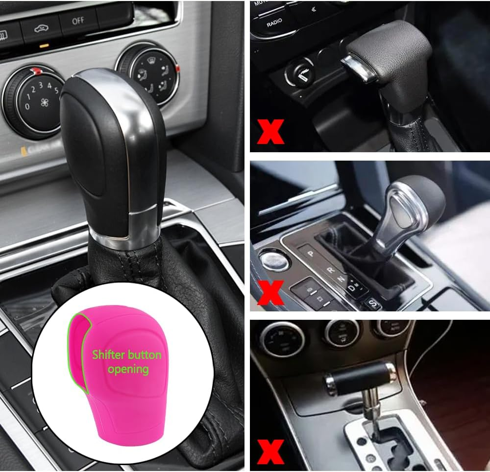 2PCS Car Gear Shift Cover - Silicone Auto Gear Shift Knob Cover - Preventing Automatic Shifter Knobs Aging - Universal Car Interior Decor Accessories for Women or Man (Black)