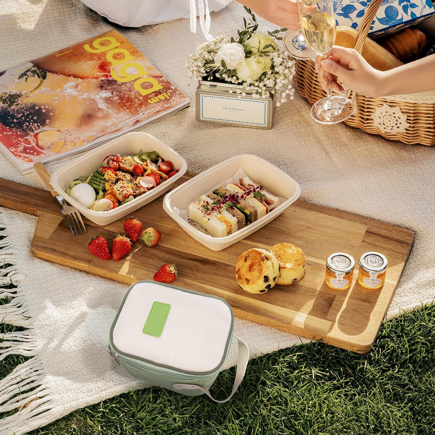 Linkidea Insulated Food Jar Bag, Thermal Snack Bag, Lunch Cooler Bags for Food Jar, Suitable for Office Work, Outdoor Picnics, Compatible with Thermos 16 Oz, Bidakid, Serlium, Blockhutte (Green) image number 5