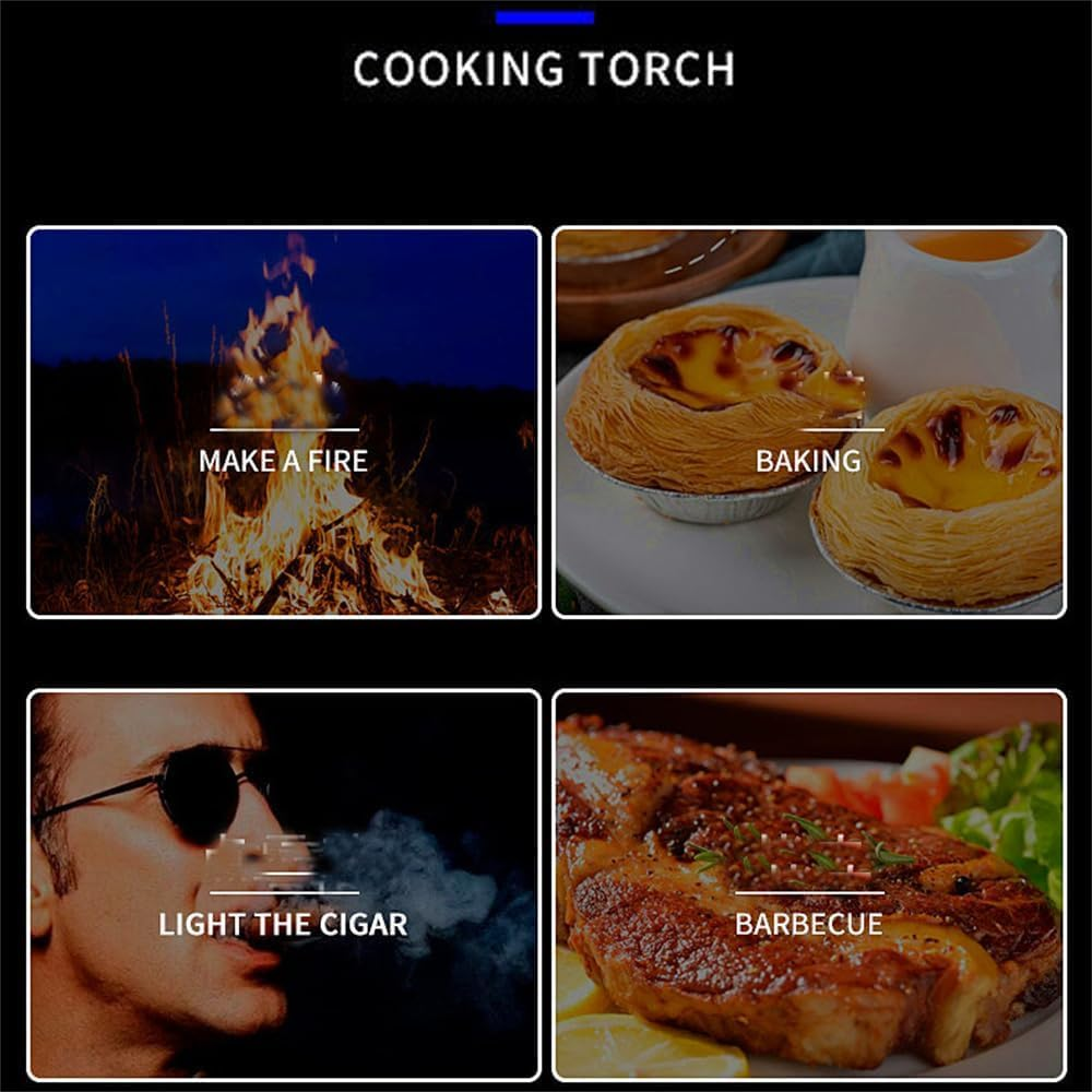 Brightfire Rechargeable Torch Lighter, Big Jet Butane Torch Lighters, Windproof Straight Torch Blue Flame Lighter, Turbine Jet Lighter Torch Heavy Duty Bright Fire Lighter (Black)