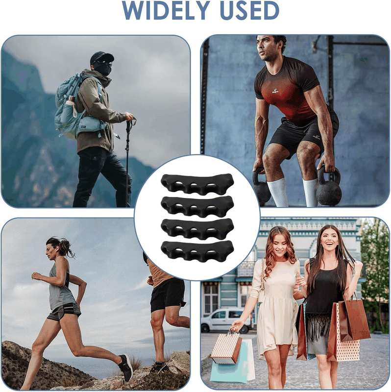 2 Pairs Silicone Toe Separators, Feet Gel Spacers to Correct Bunions and Restore Toes, Yoga Training Therapeutic Relief Pain Hammer & Claw Toe Flamingo Feet Corrector for Women & Men (Black)