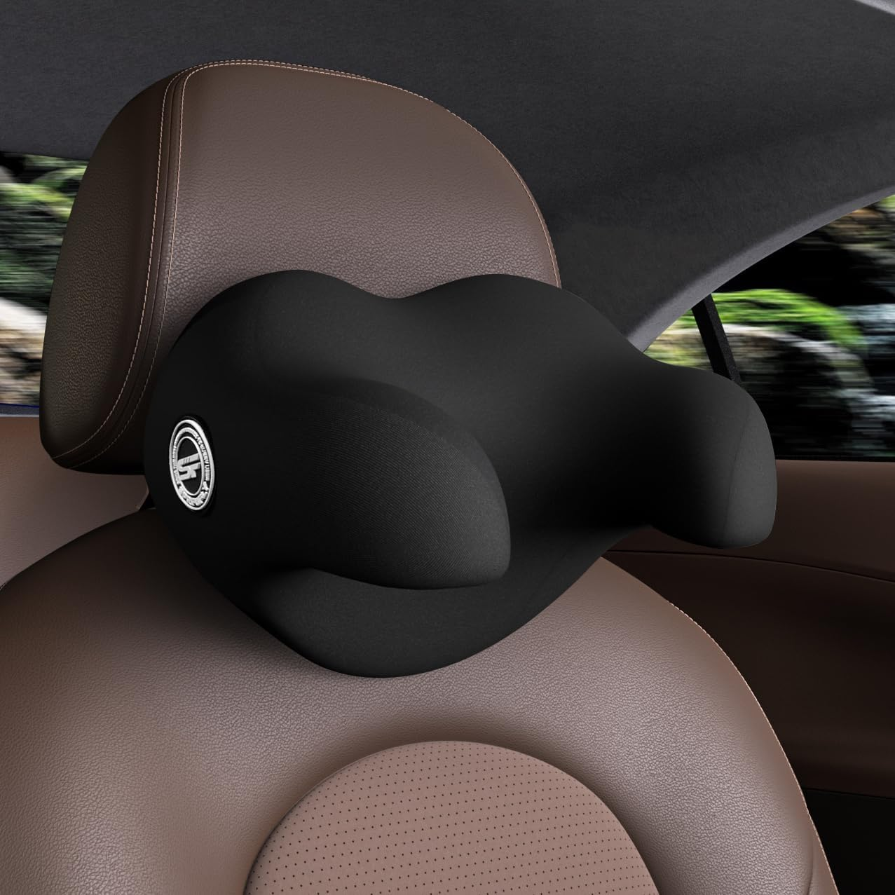 SPRFUFLY U-Shaped Car Headrest Pillow for Sleeping, 100% Memory Foam Car Pillow with Breathable Removable Cover, Ergonomic Design - Ideal Car Companion for Naps & Neck Pain Relief (Black, 1PC) image number 6