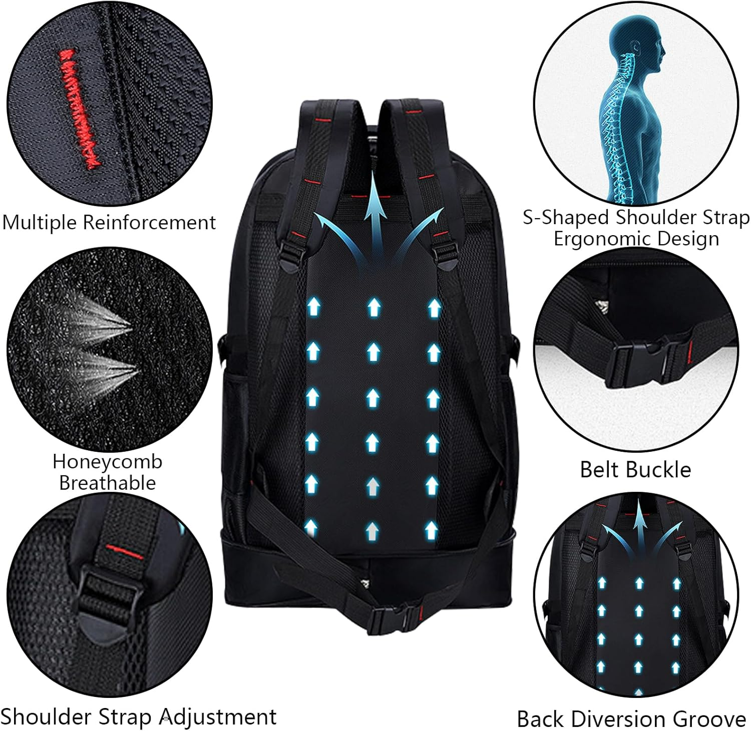 Wesoke 65L Hiking Backpack Black, Expandable Travel Hiking Daypacks, Waterproof Large Camping Backpack for Men Women, Foldable Lightweight Outdoor Sport Backpacking Backpack for Climbing Touringr image number 1