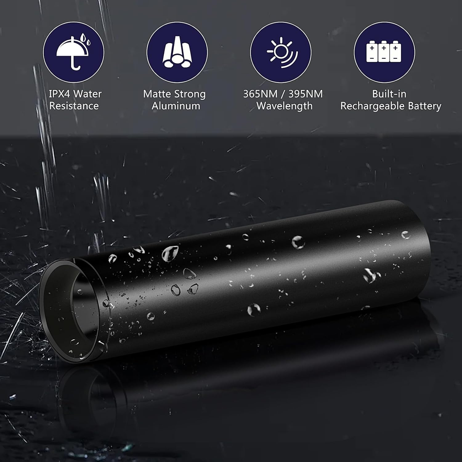 UV Torch 365 Nm & 395 Nm Black Light, Mini Strong Rechargeable UV Lamp, USB-C LED UV Light, Pet Urine Detector for Gel Nails, Resin, Amber, Uranium Glass, Scorpion, Money Checker, Set of 4 image number 5