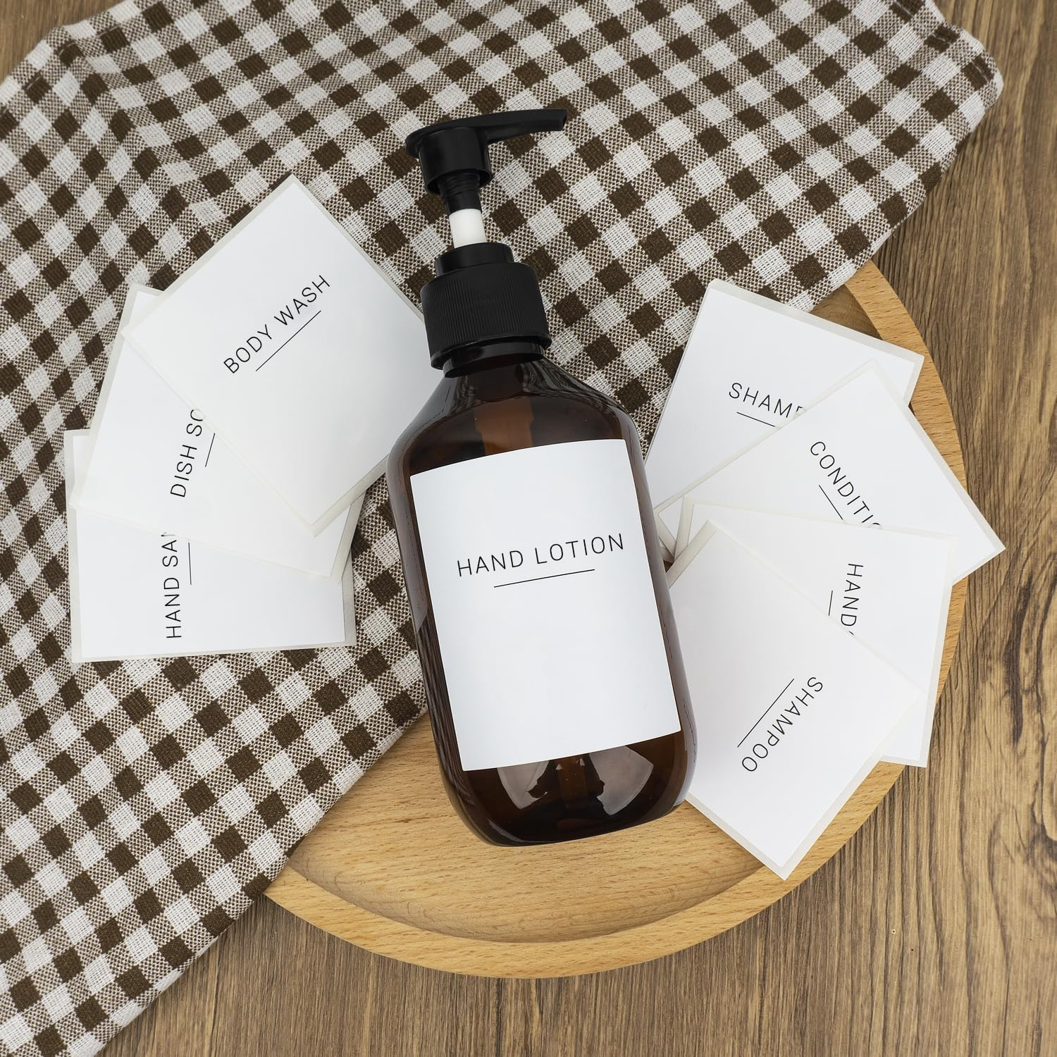 Waterproof Bathroom Labels, 22-Pack White Dispenser Stickers for Shampoo, Soap, Conditioner Bottles - Removable & Reusable image number 5