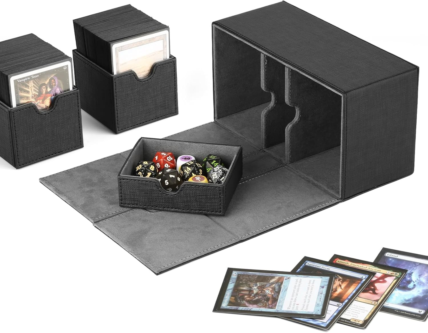 X-Large Commander Premium Double Deck Box for 200+ Sleeved Cards Pro Twin Flip Deck Case with 3 Tray Fits MTG/TCG/CCG (Elegant Cross Pattern) image number 2