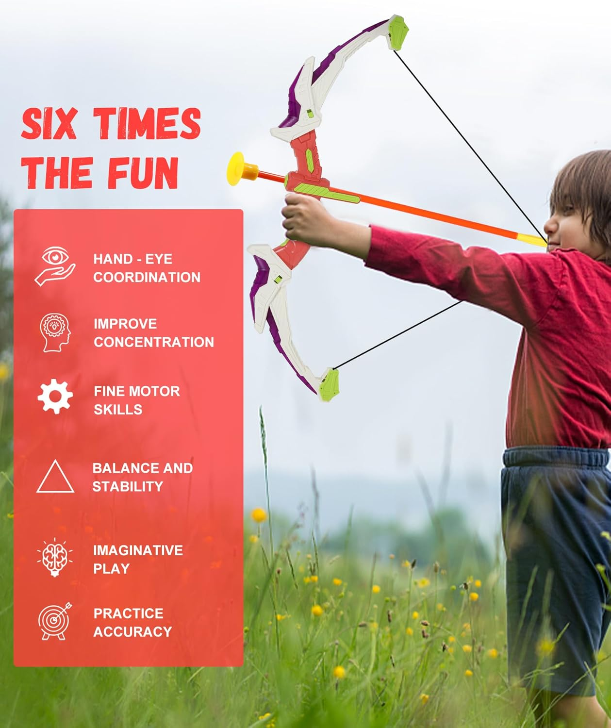 Kids Bow and Arrow Set, LED Light up Archery Toy Set, 10 Suction Cup Arrows, Target & Quiver, Indoor and Outdoor Kids Toys for Children Boys Girls, Christmas Birthday Gifts for Kids image number 5