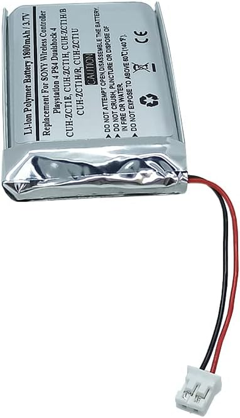 1800Mah 3.7V Battery Compatible with Sony Playstatio N 4 PS4 Dualshock 4 Wireless Controller Models: CUH-ZCT1E CUH-ZCT1H CUH-ZCT1H/B CUH-ZCT1H/R CUH-ZCT1U 2015 Version(Big Connector) image number 4
