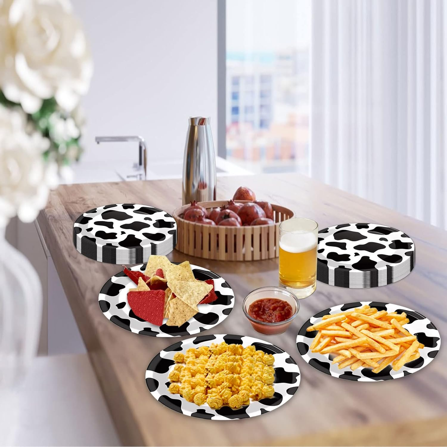 50PCS Cow Print Plates 9 Inch Cow Paper Plates Jungle Safari Party Supplies Animal Print Party Plates Cow Theme Birthday Party Plates Paper Food Trays Baby Shower Jungle Party Decorations image number 3