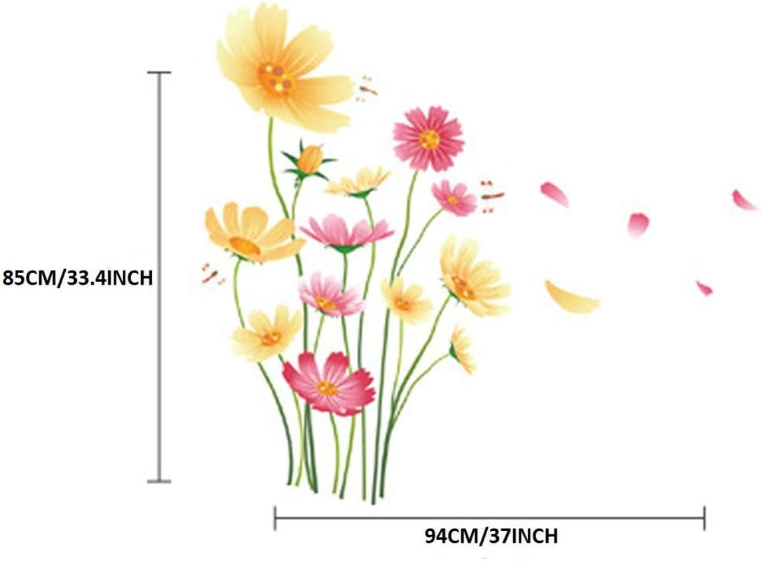 Chrysanthemums Butterflies Dragonflies Garden Wall Decal PVC Home Sticker House Vinyl Paper Decoration Wallpaper Living Room Bedroom Kitchen Art Picture DIY Murals Girls Boys Kids Nursery Baby