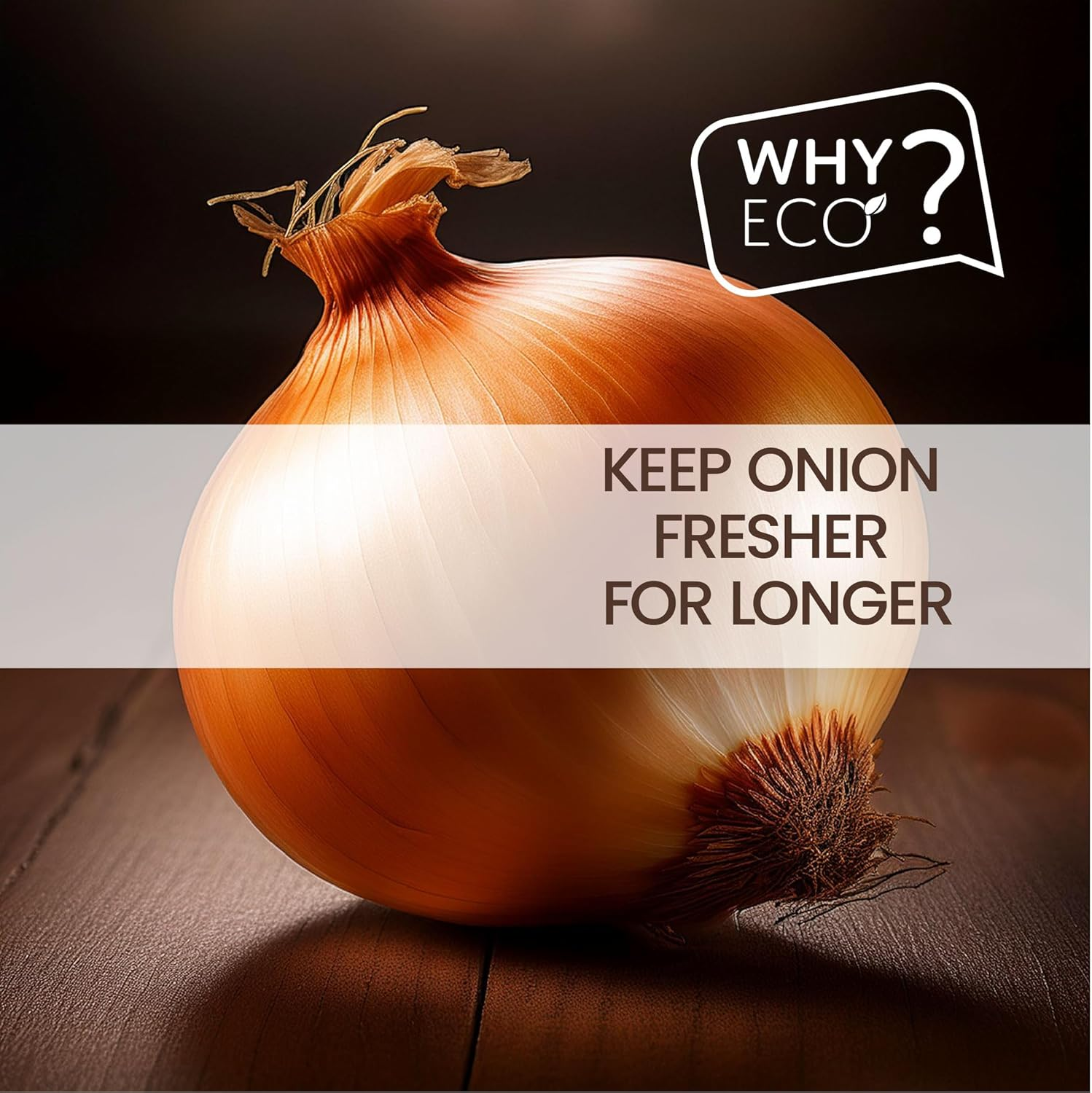 Eco Basics Onion Bag &ndash; Breathable Linen-Look Fabric, Blackout Lining, Easy Access Front Flap, Roll-Over Button Tie, 37 X 42 Cm, Ideal for Fresh Onion Storage & Reduced Waste