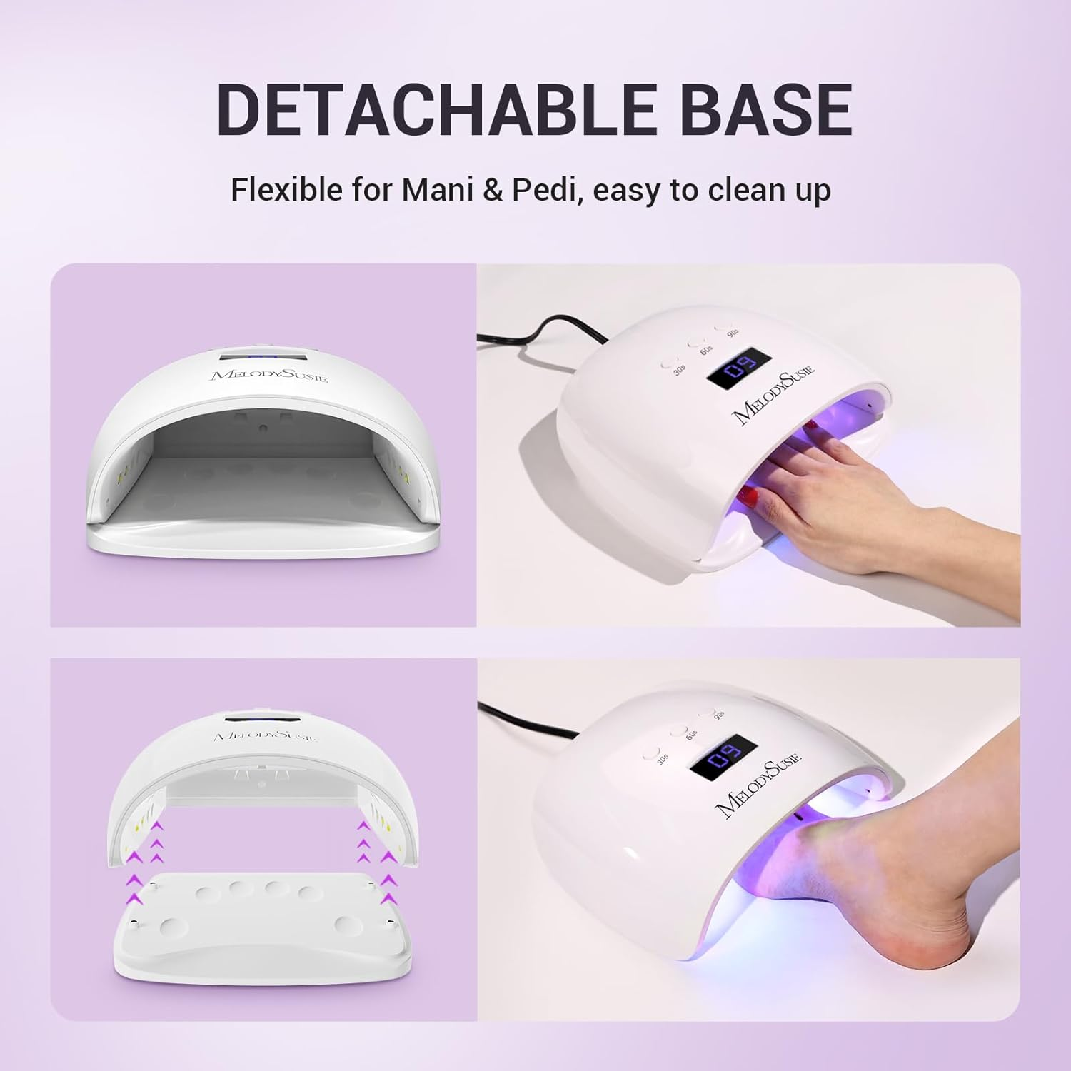 Melodysusie 54W UV LED Nail Lamp, Professional LG Chip Gel Nails UV Light Dryer with 30 Dual LED UV Beads, Power Saving Mode, 3 Timer Setting, Sensor, Detachable Tray for Polygel, Gel Polishes image number 5