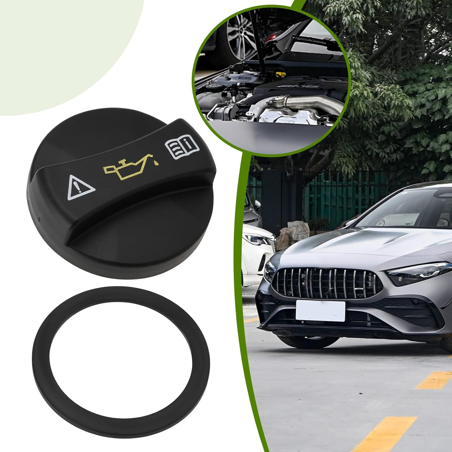 Oil Cap Cover Oil Filler Neck with Washer A0000101285 Compatible with Mercedes-Benz W107 W123 W124 W126 Engine Oil Filler Cap Oil Filler Cover Replacement image number 6
