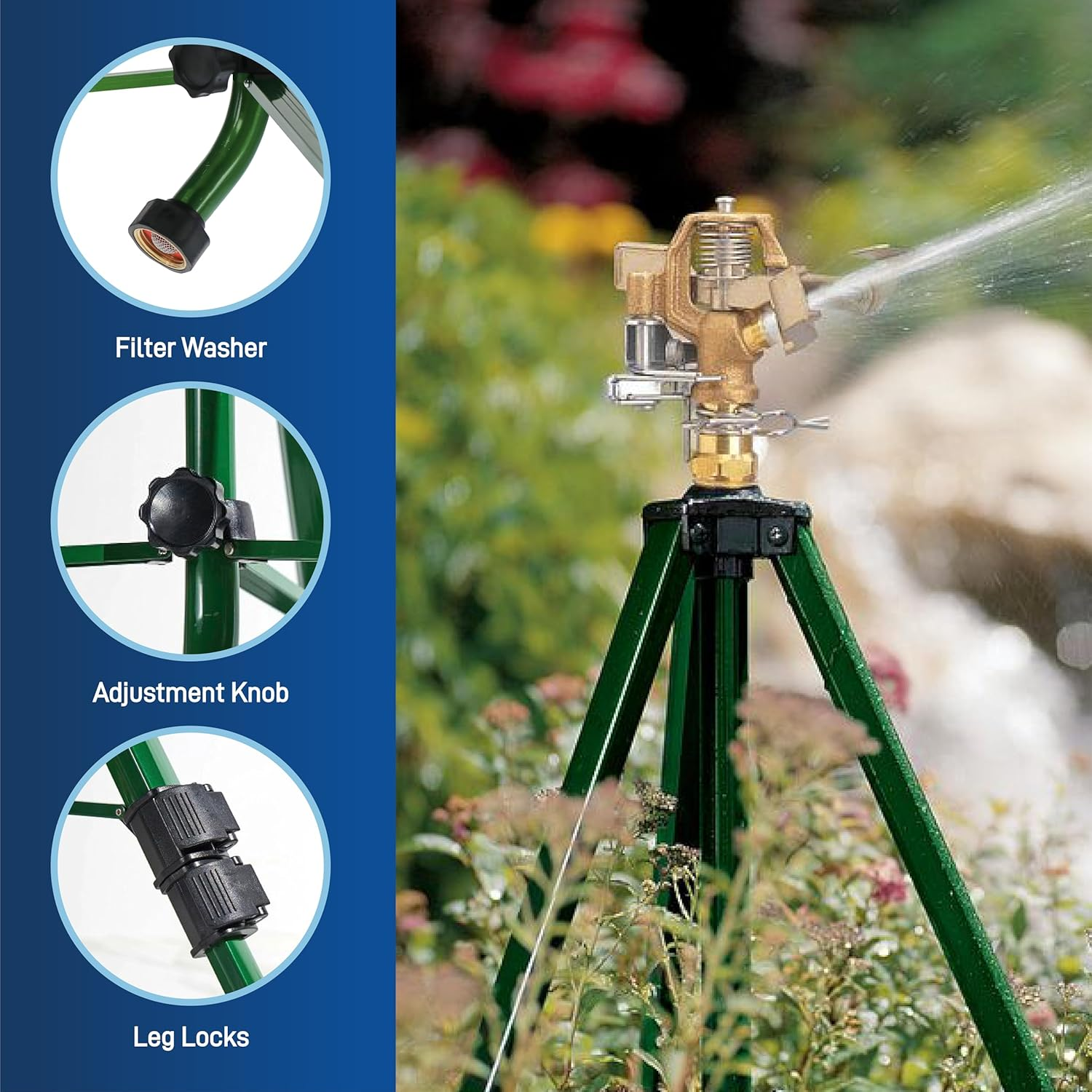 Orbit Gear Drive Sprinkler on Tripod - Brass Impact H2O-6 image number 6