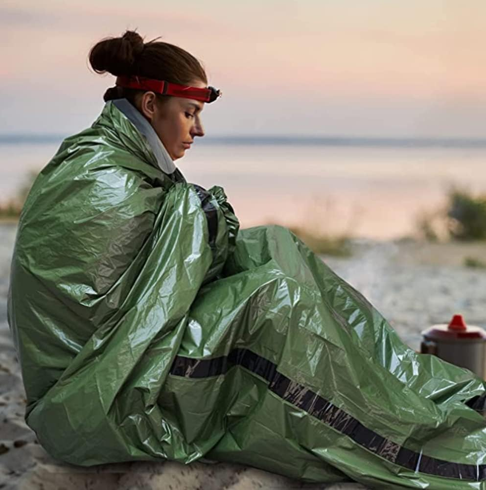 Survival Sleeping Bag, 2Pack Emergency Sleeping Bag Bivvy Bag, Reusable Portable Emergency Rescue Blanket Lightweight Waterproof Thermal Bivy Sack with 2 Whistle for Outdoor Camping image number 3