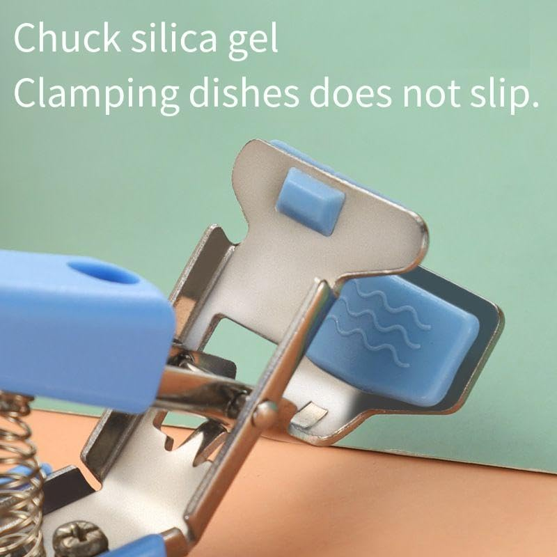 Bowl Gripper Clip Retriever Tongs for Lifting Hot Dishs Bowl Pot Pan Plate from Instant Pot, Microwave, Oven, Air Fryer, Silicone Handle Kitchen Tool (Black+Blue, One Size) image number 1