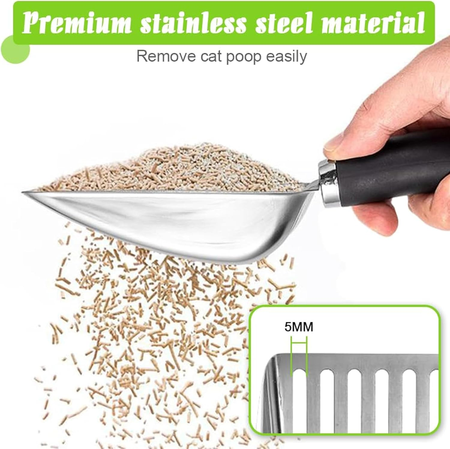 2 Pcs Stainless Steel Cat Litter Scoop at Litter Scoop Stainless Steel,Pet Supplies Litter Scooper Metal Cat Litter,Suitable for Coarse Sand, Jumbo Cat Litter Scoop Sifter Scooper Holder