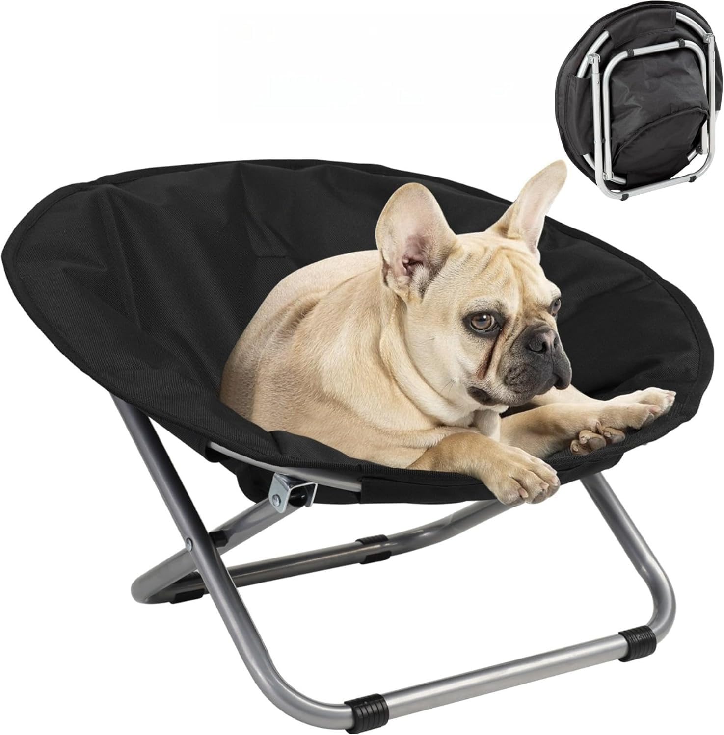 Portable Folding Pet Chair &ndash; Elevated Foldable Cat & Puppy Bed, Cozy Rocking Moon Chair with Sturdy Metal Frame for Bedroom, Apartments, Lounging & Garden image number 4